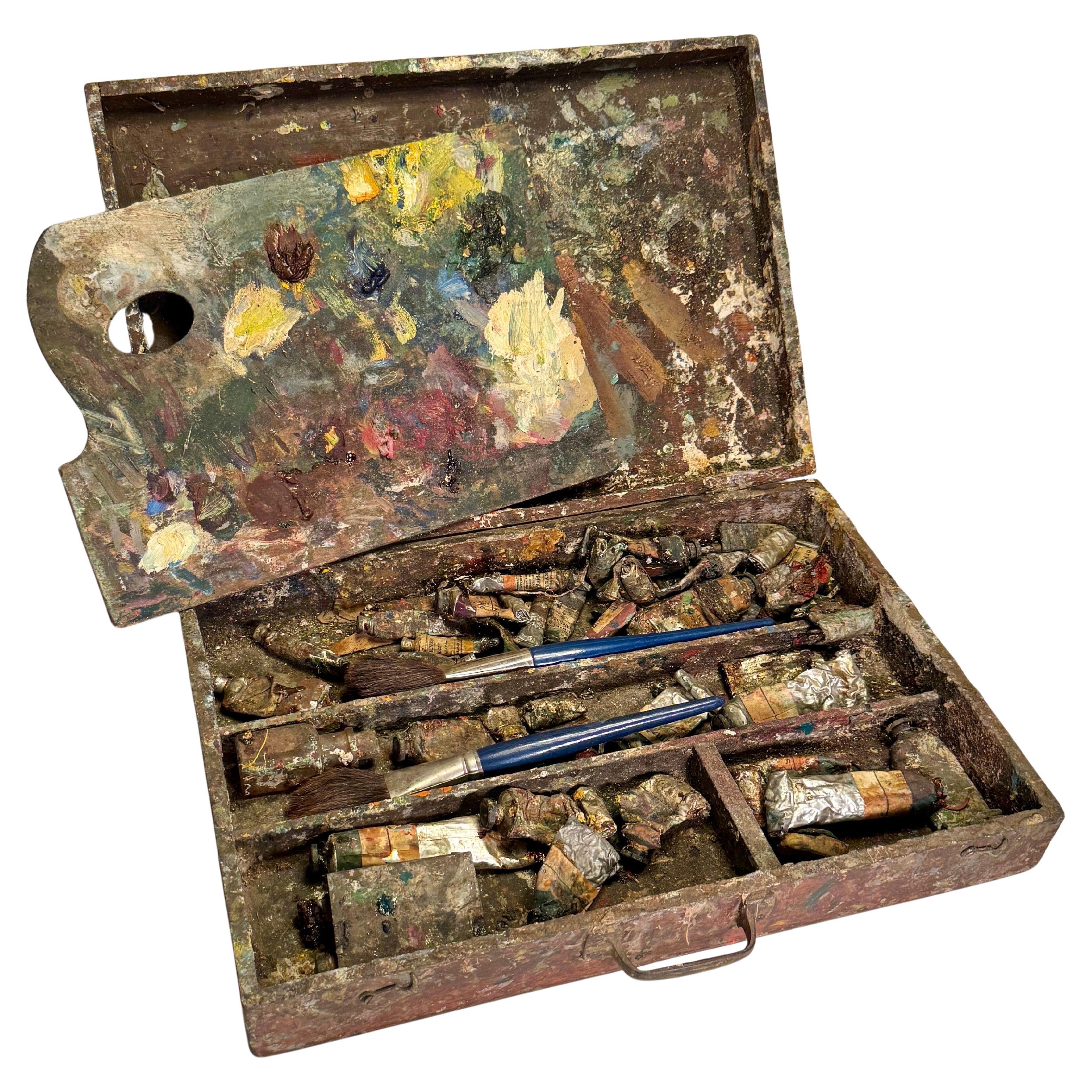 Early 20th Century Vintage Artists Paint Box and Pallet, Denmark
