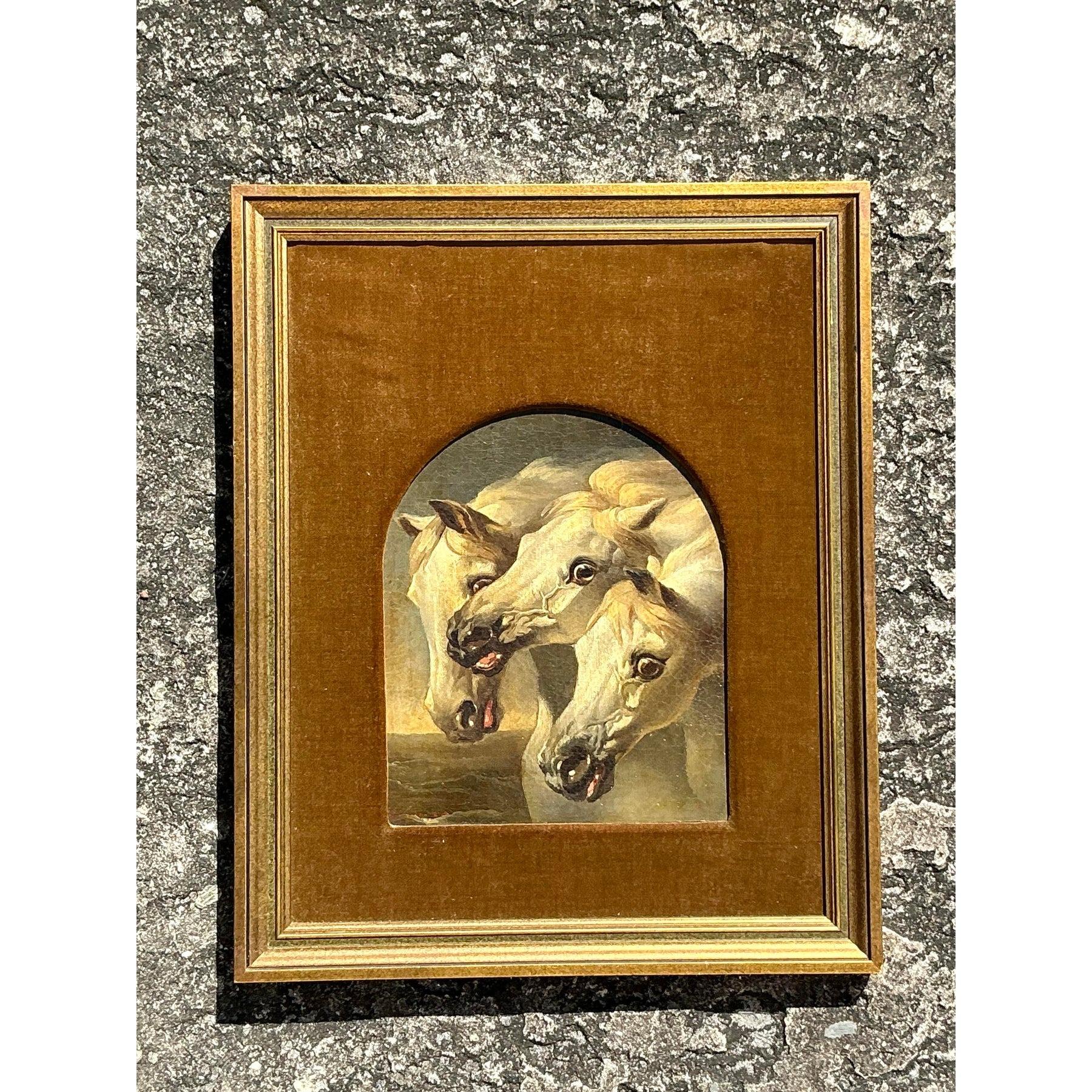 Canvas Early 20th Century Vintage Boho Arabian Horses After John Fredrick Herring For Sale