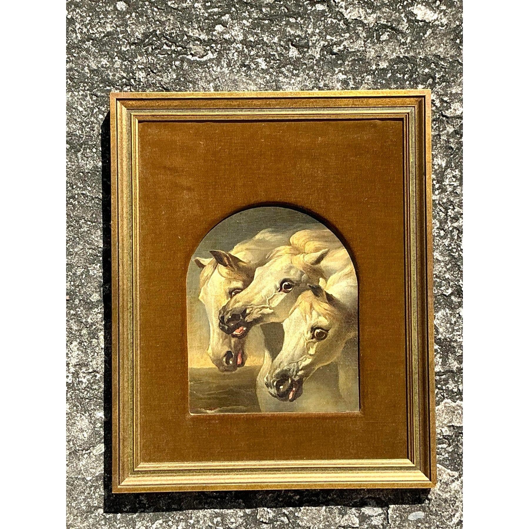 Early 20th Century Vintage Boho Arabian Horses After John Fredrick Herring For Sale 3