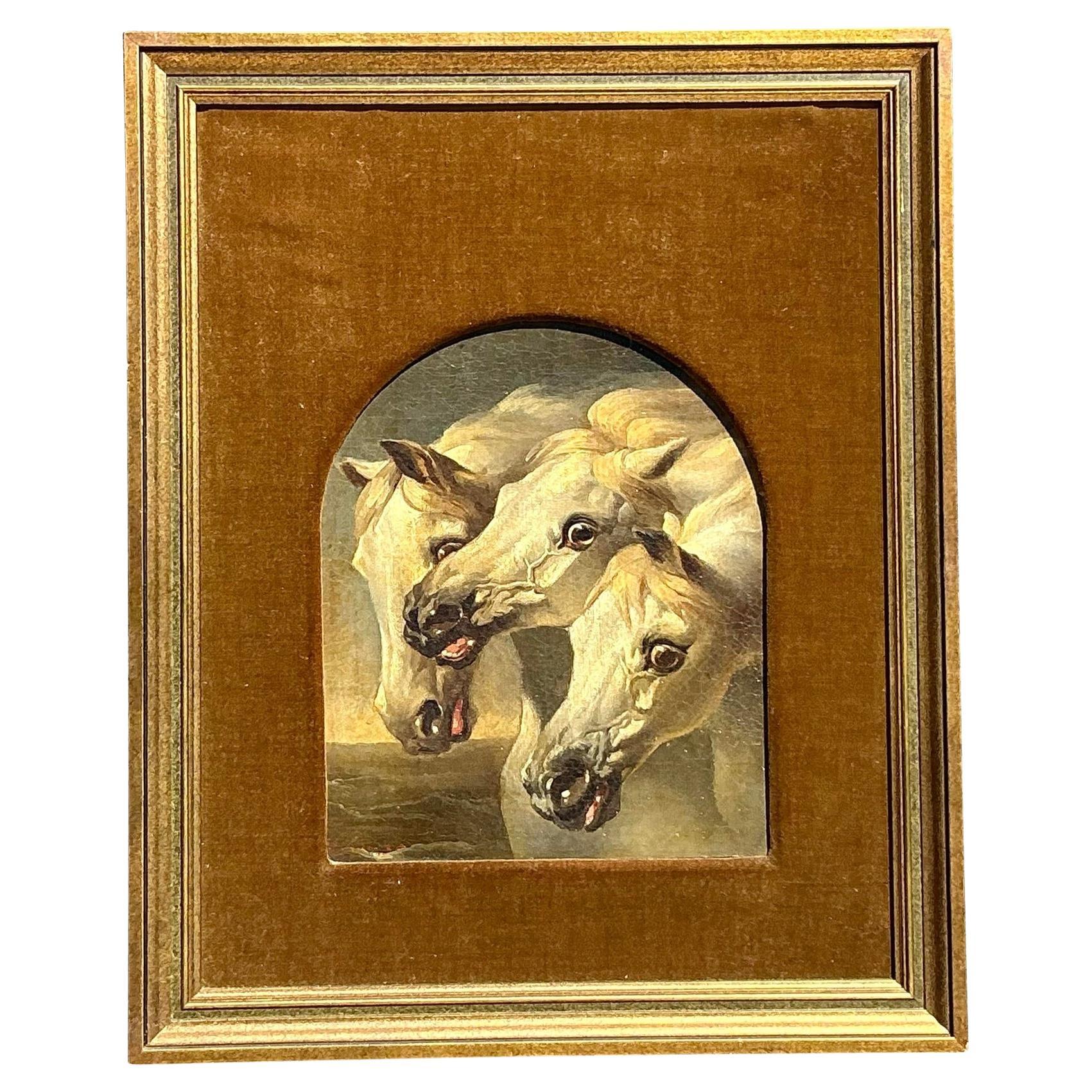 Early 20th Century Vintage Boho Arabian Horses After John Fredrick Herring For Sale