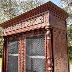 Early 20th Century Vintage Boho Carved Display Cabinet
