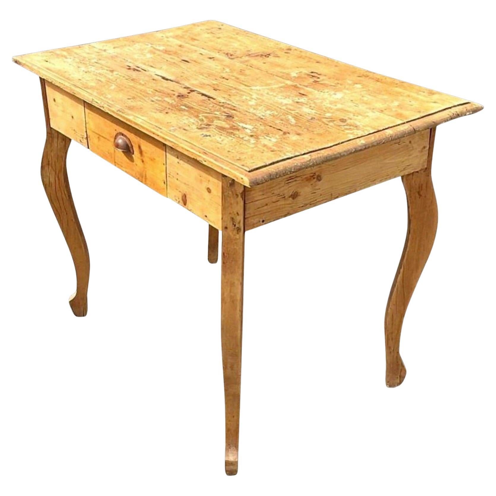 Early 20th Century Vintage Boho French Distressed Writing Desk For Sale