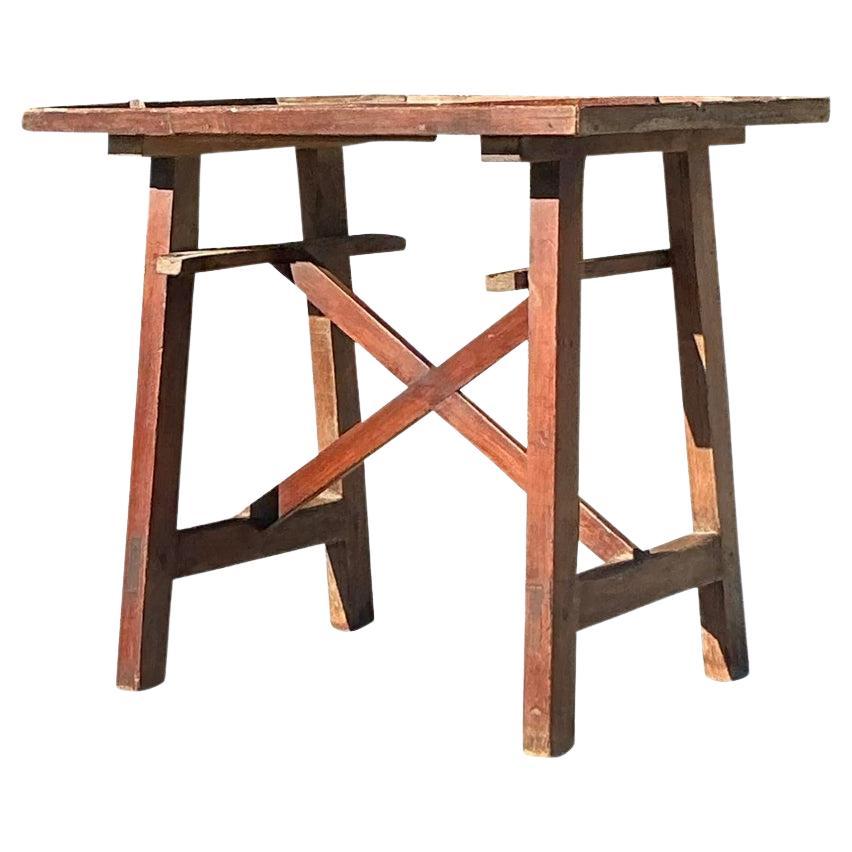 Early 20th Century Vintage Boho Primitive Side Table