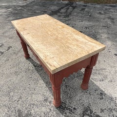 Early 20th Century Vintage Boho Ruffle Apron Quartz Top Table