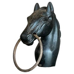 Early 20th Century Antique Boho Wrought Iron Hitching Post Head