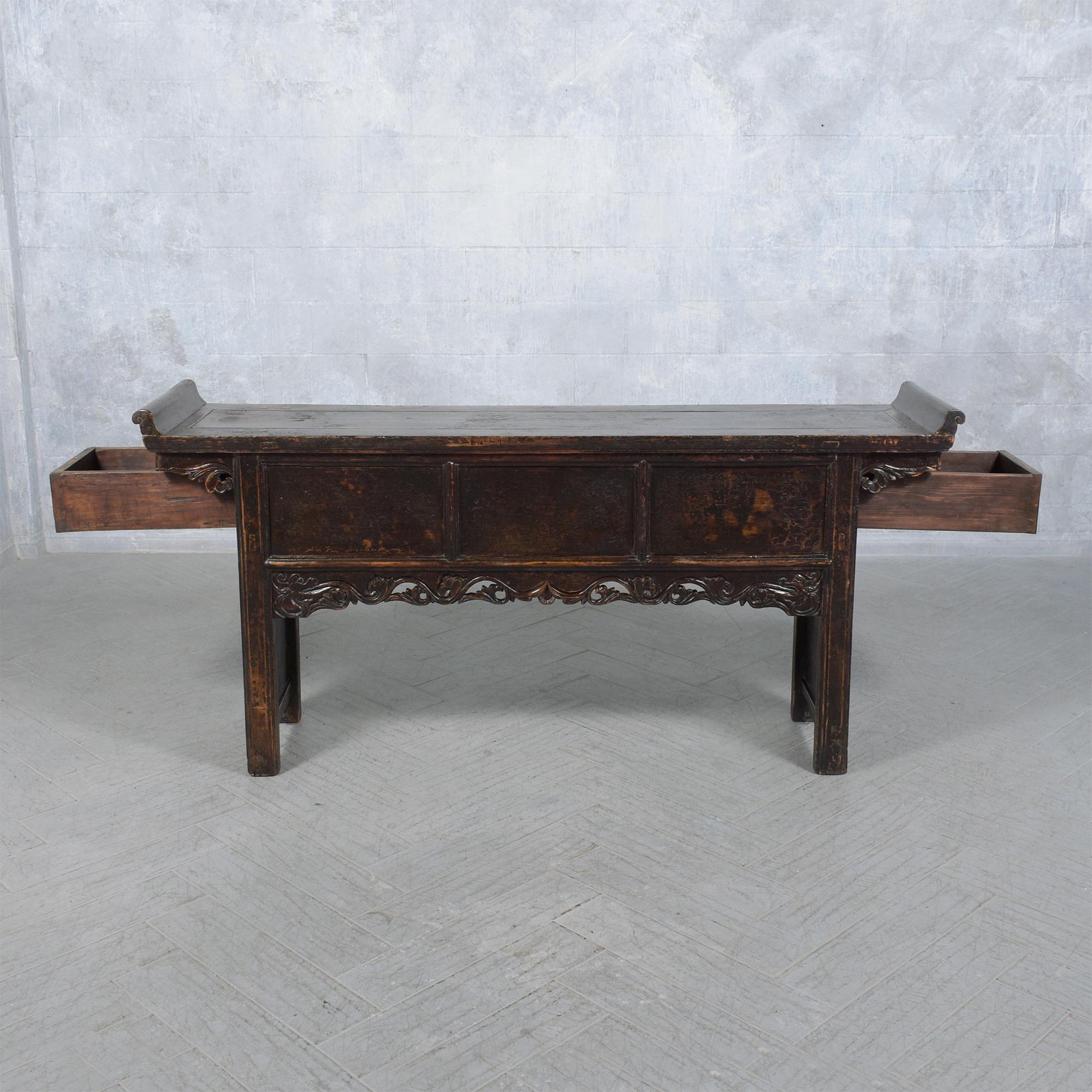 Early 20th Century Chinese Altar Console: Timeless Elegance Restored In Good Condition For Sale In Los Angeles, CA