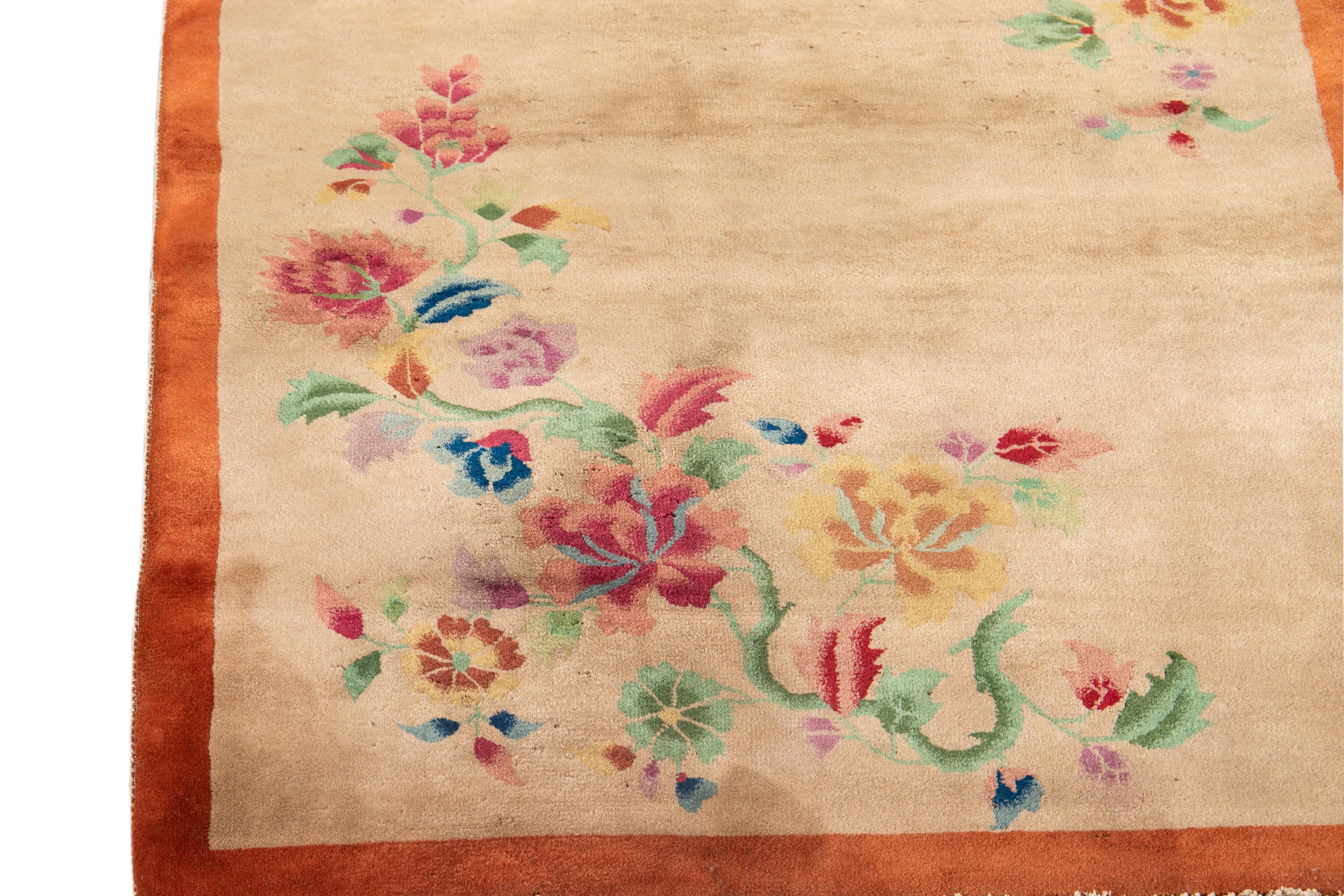 Early 20th Century Vintage Chinese Art Deco Wool Rug For Sale 7