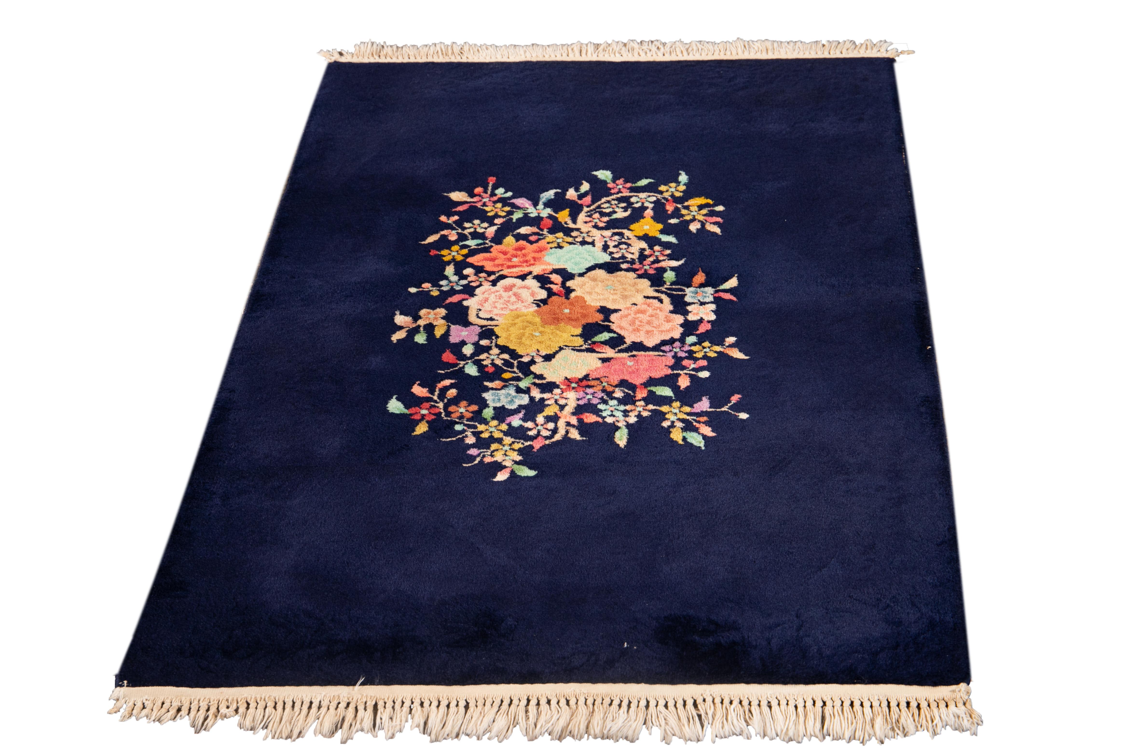 Early 20th Century Vintage Chinese Art Deco Wool Rug 8