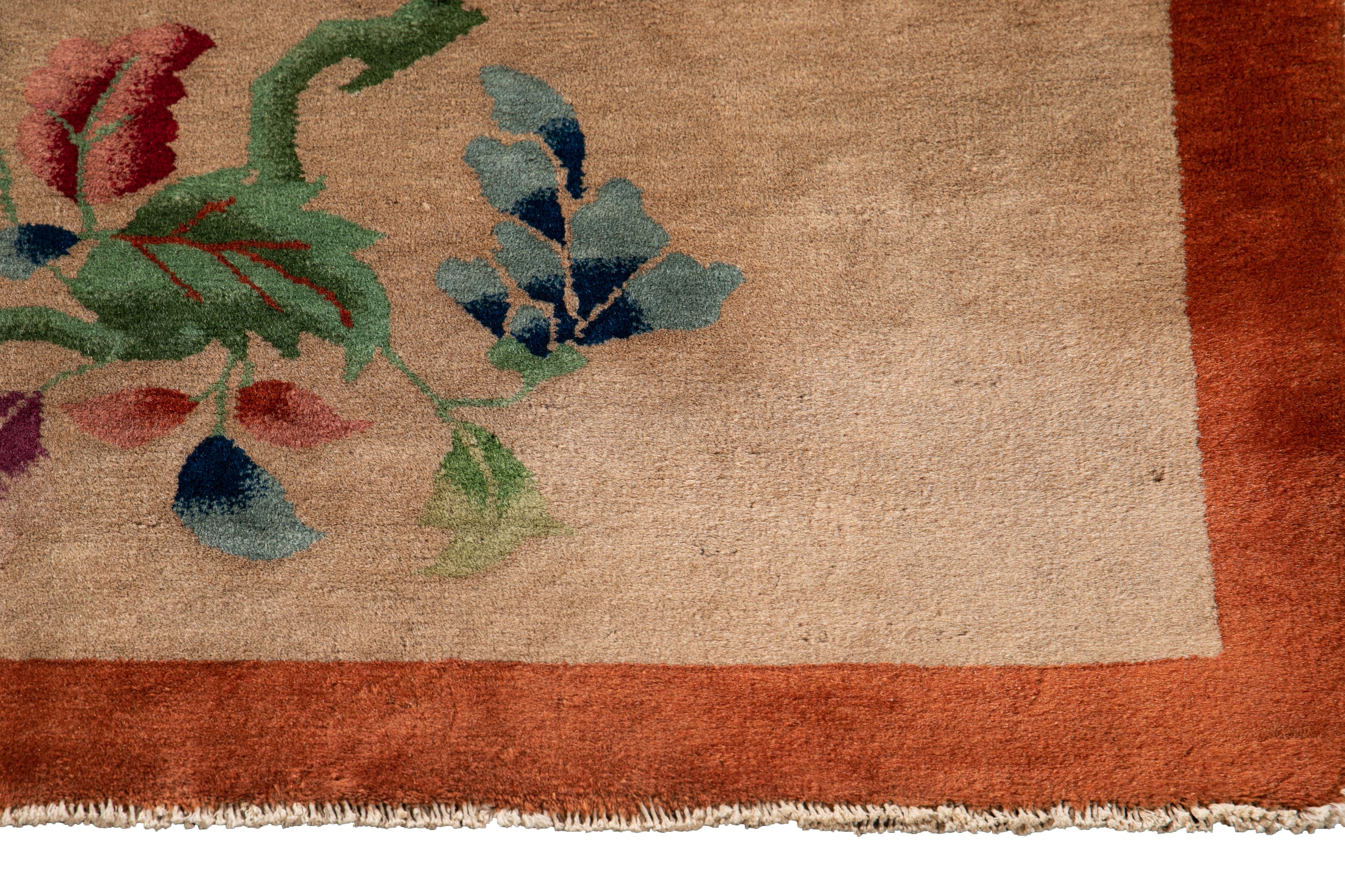 Chinesischer Art-Déco-Wollteppich aus dem frühen 20. Jahrhundert im Angebot 8