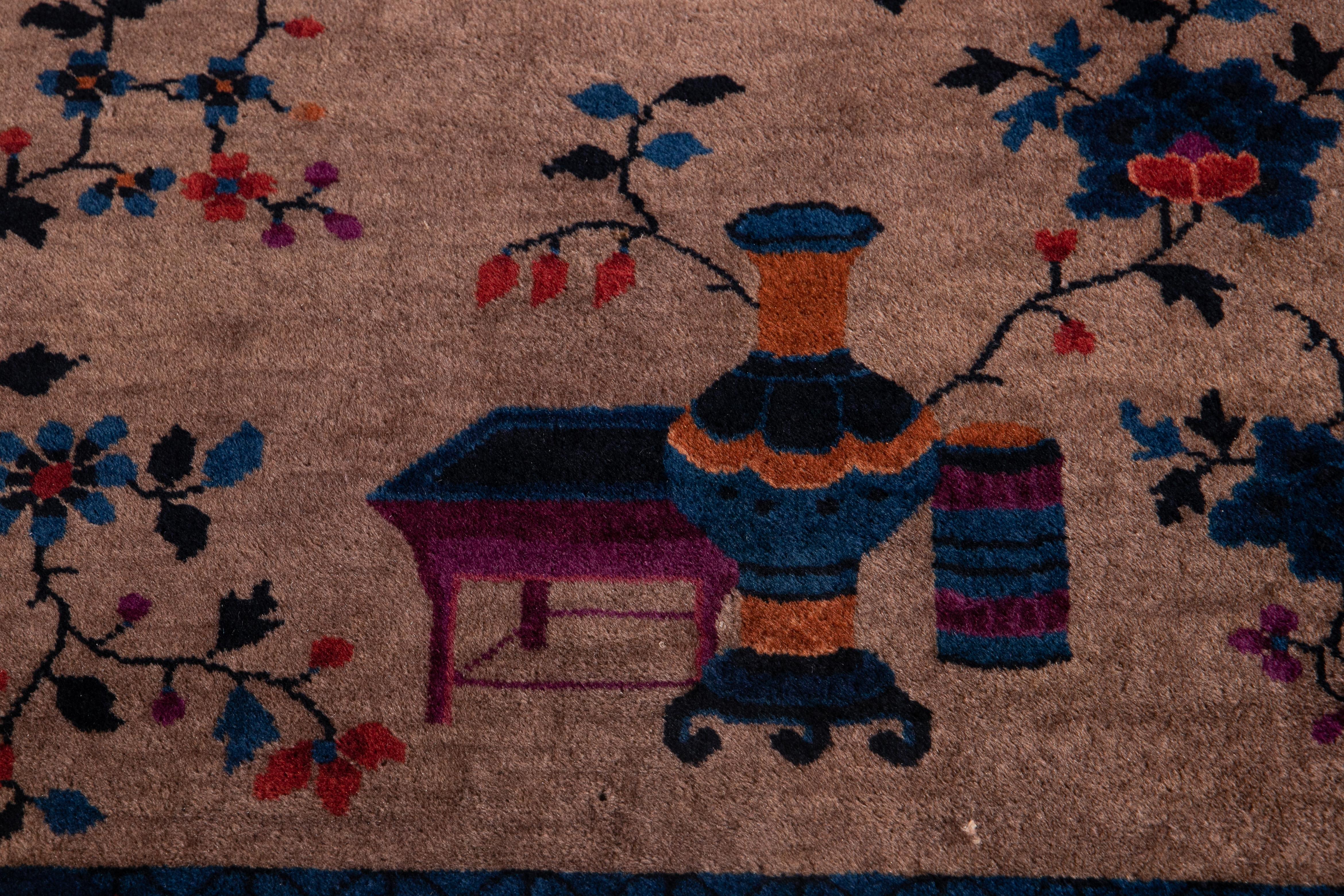 Vintage Chinese Art Deco Wool Rug 8 Ft X 9 Ft 7 In. For Sale 13