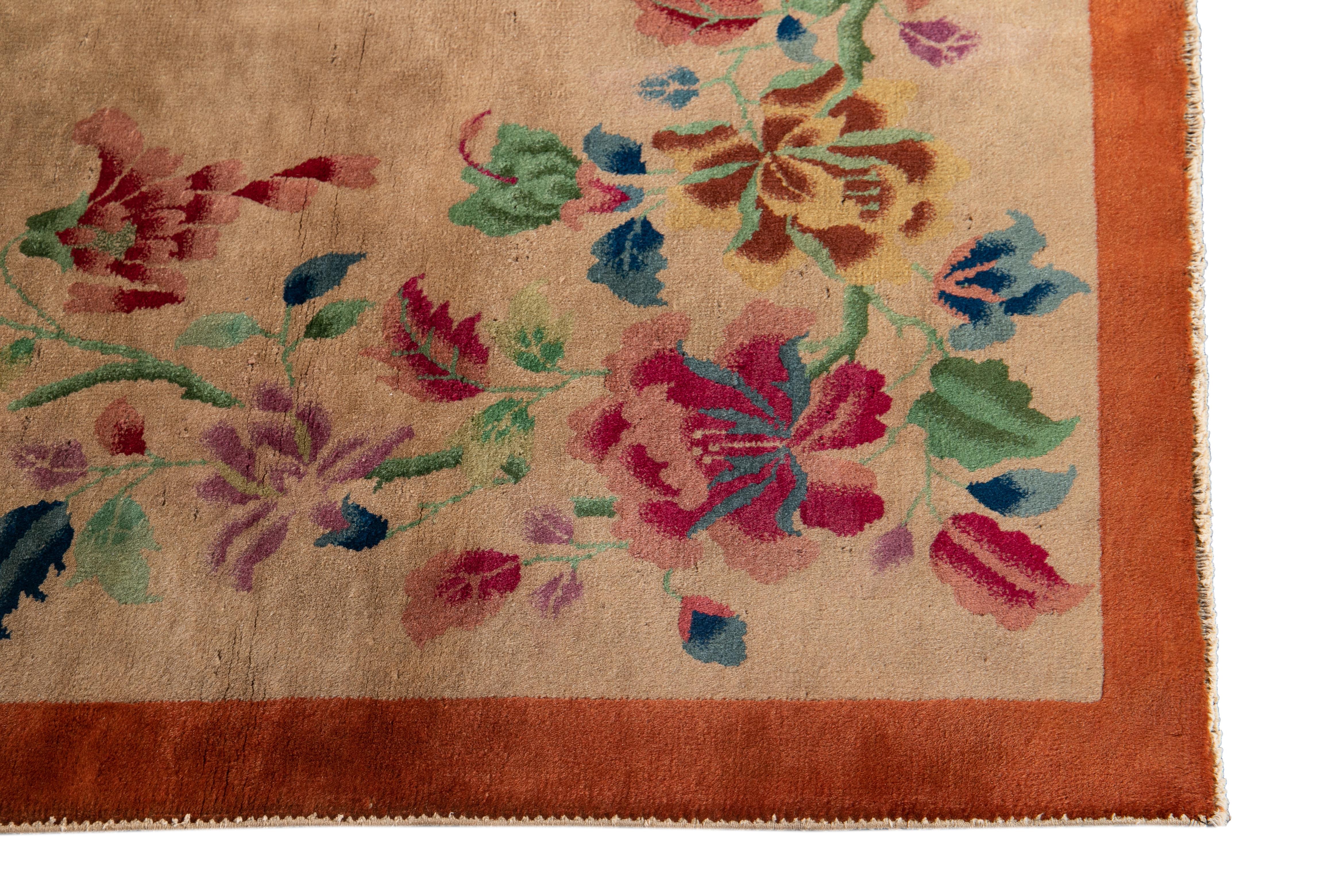 Early 20th Century Vintage Chinese Art Deco Wool Rug For Sale 1