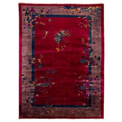 Antique Chinese Art Deco Wool Rug 9 Ft 11 In X 13 Ft 6 In.