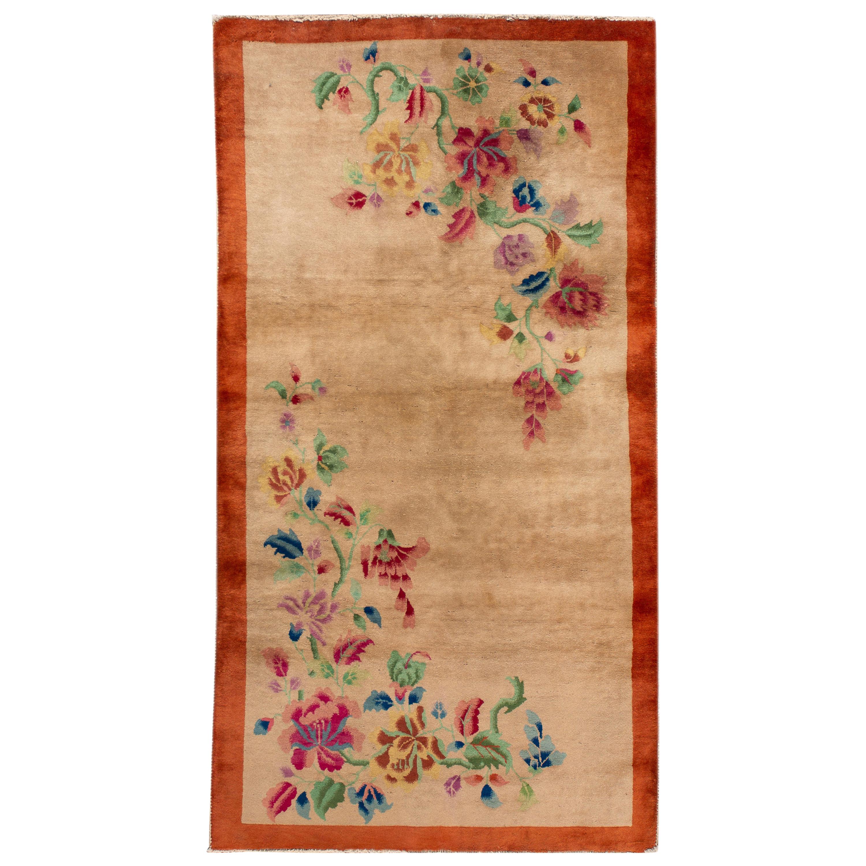 Early 20th Century Vintage Chinese Art Deco Wool Rug