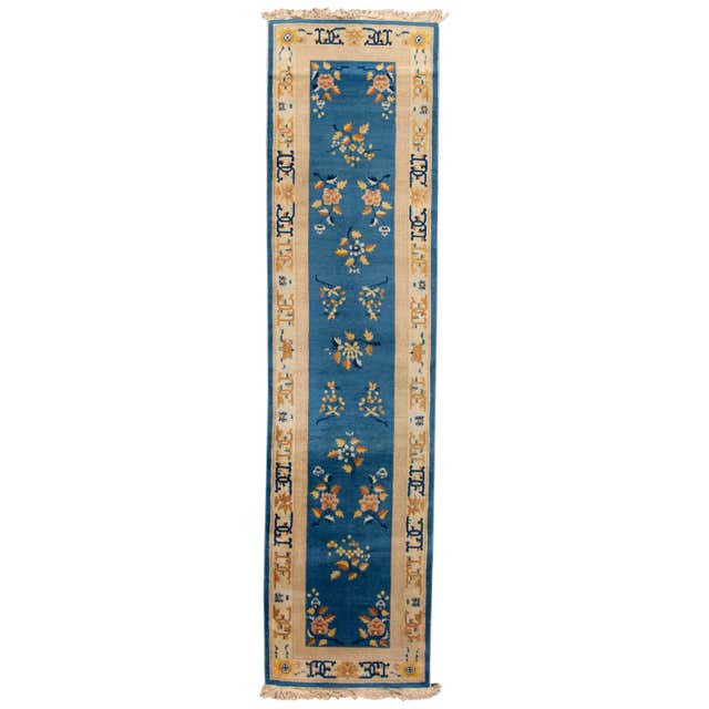 Early 20th Century Vintage Chinese Art Deco Wool Runner Rug at 1stDibs