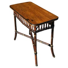 Early 20th Century Vintage Coastal Karpen Rattan Side Table