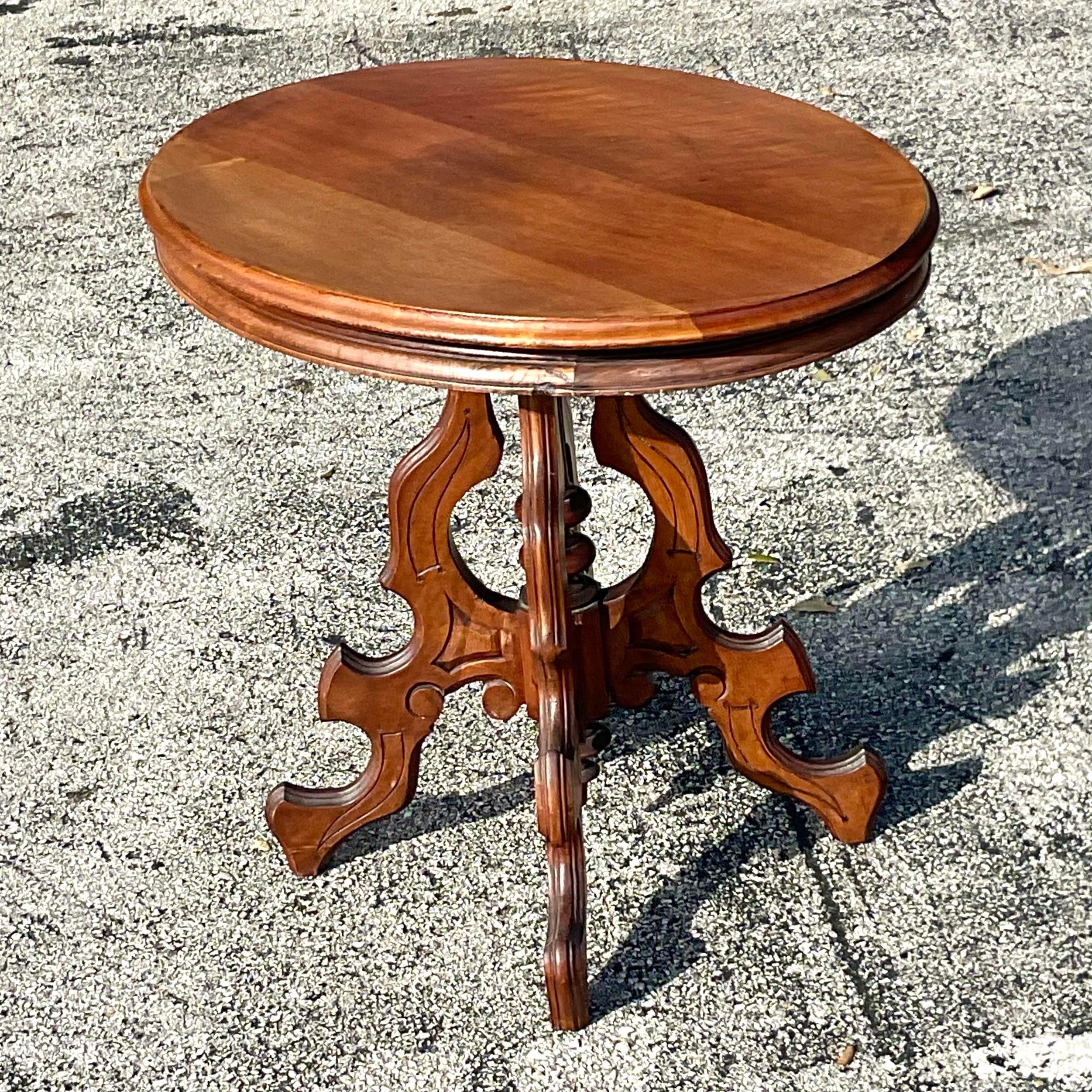 Wood Early 20th Century Vintage East Lake Side Table For Sale