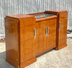 Frühes 20. Jahrhundert Vintage Französisch Art Deco Wurzelholz Sideboard