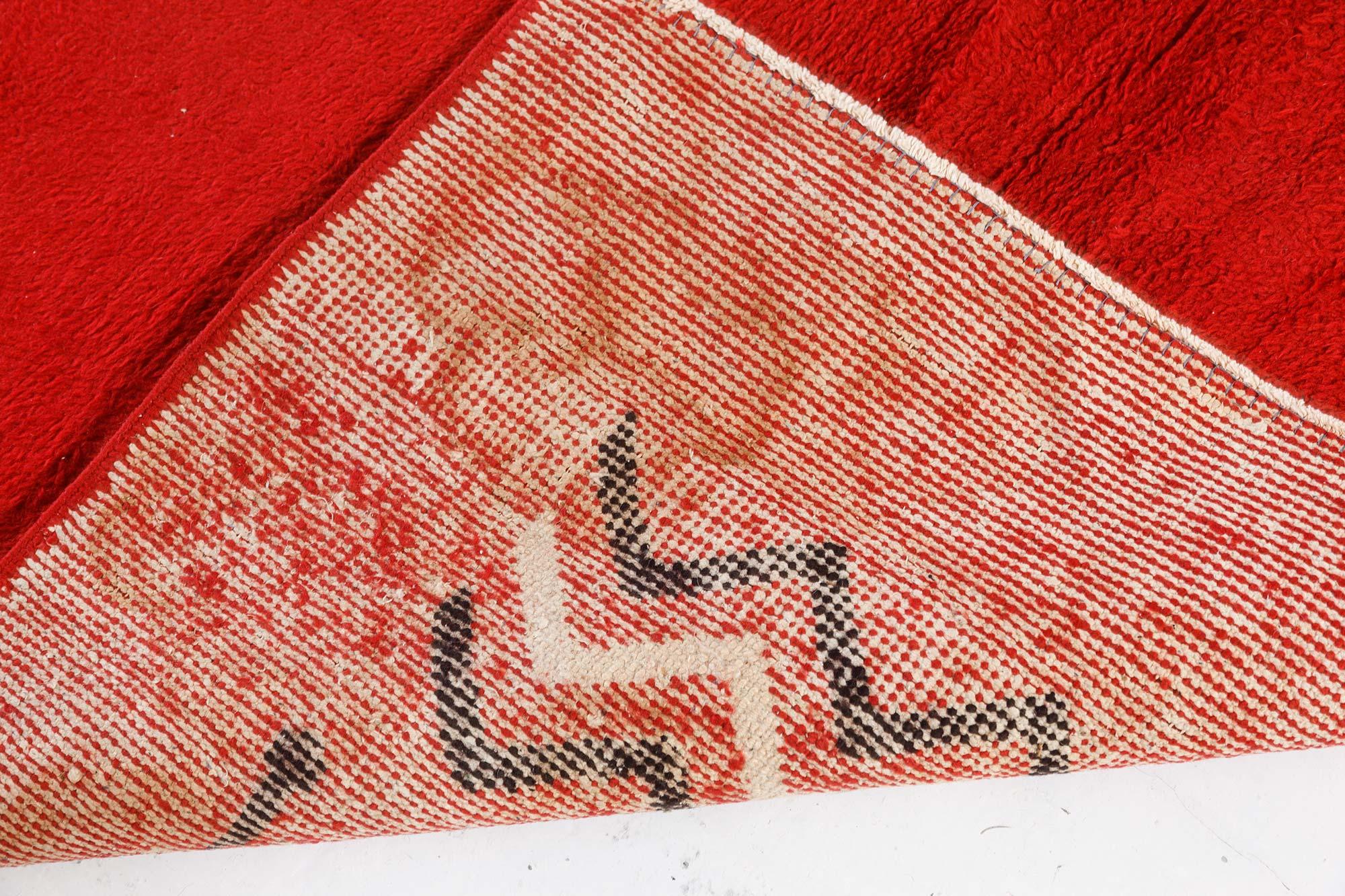 Anfang des 20. Jahrhunderts Vintage Französisch Art Deco Rot Hand geknüpft Wolle Teppich im Angebot 3