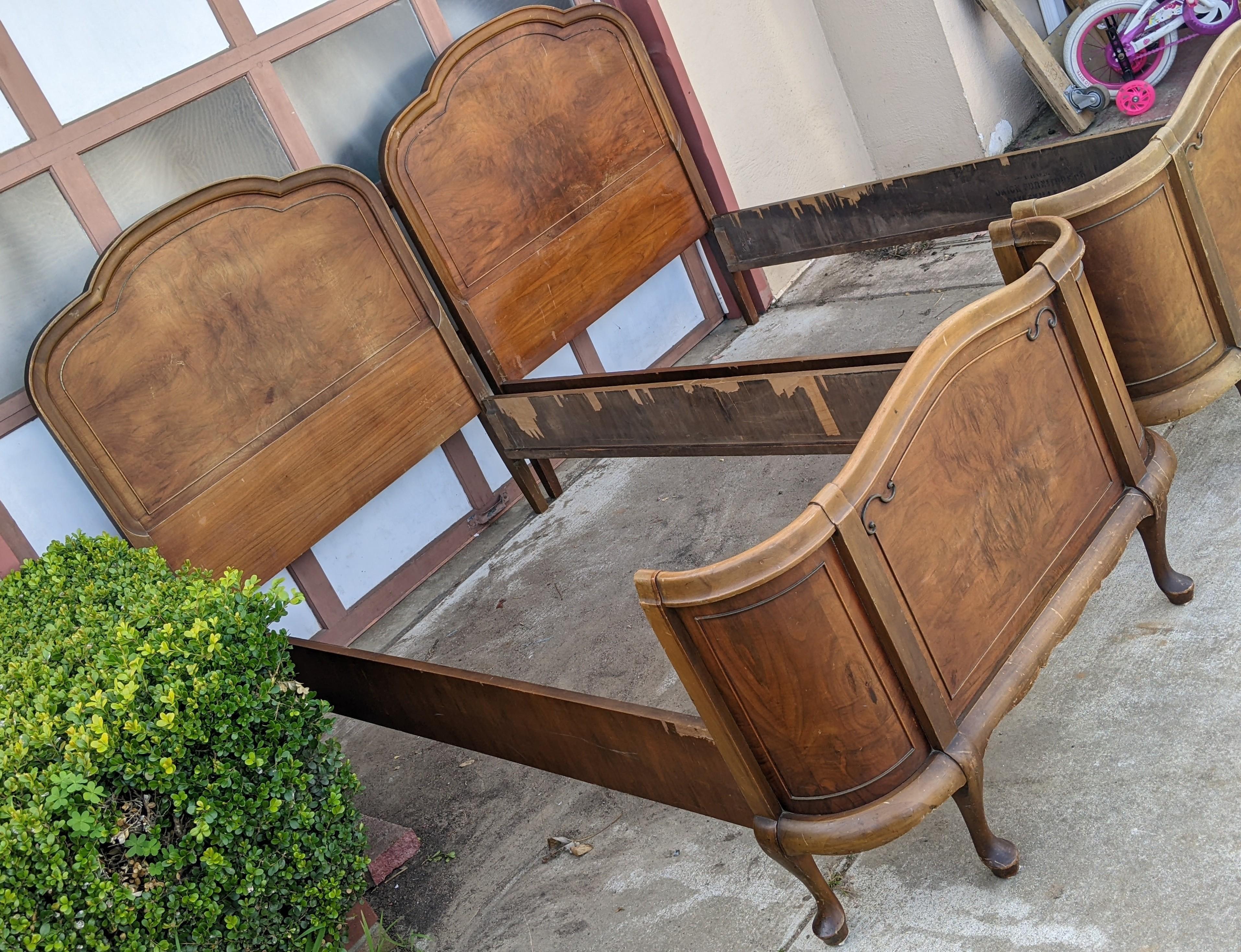 Early 20th Century Vintage French Provincial Twin Beds with Book — free download