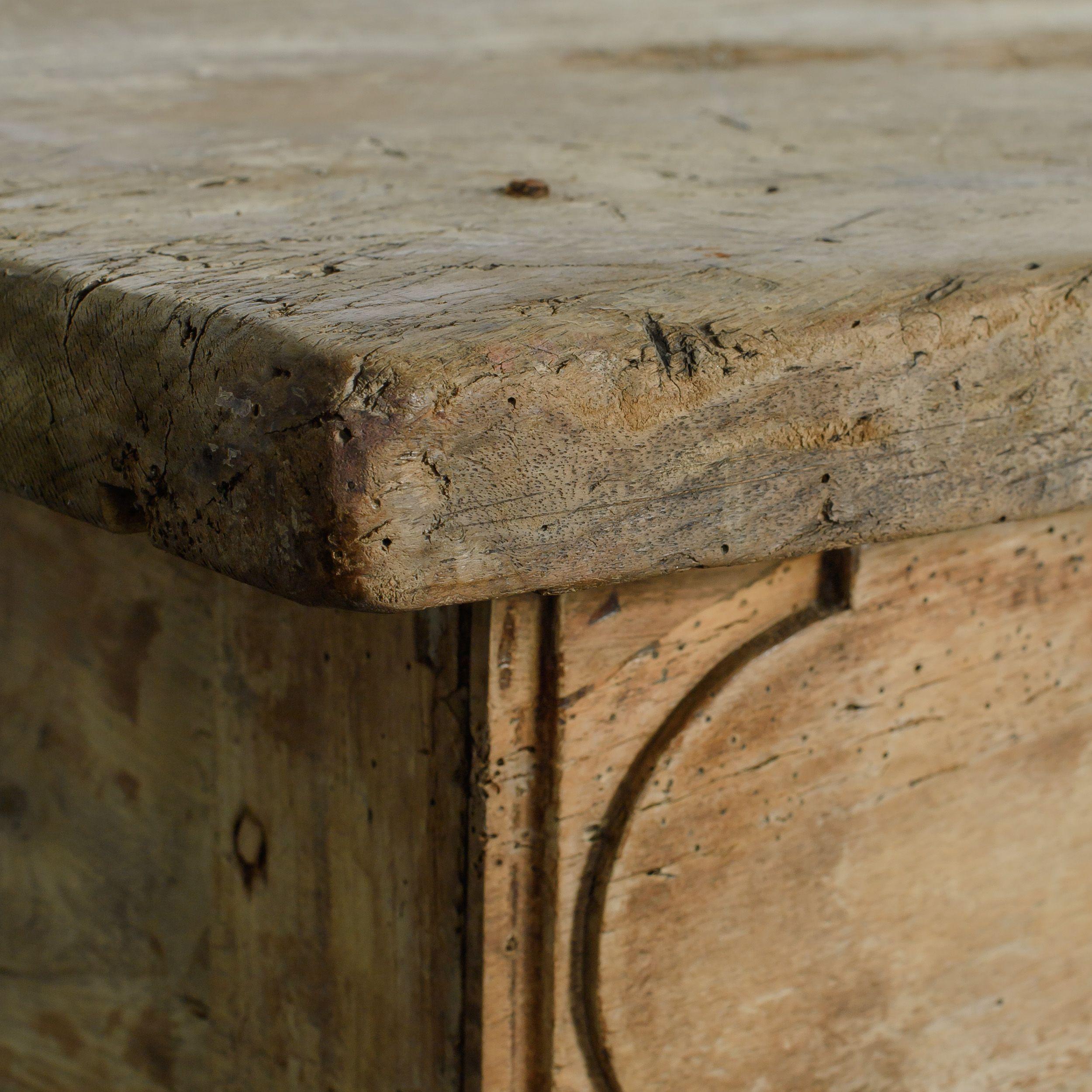 Early 20th Century Vintage French Wood Table With Drawer 1