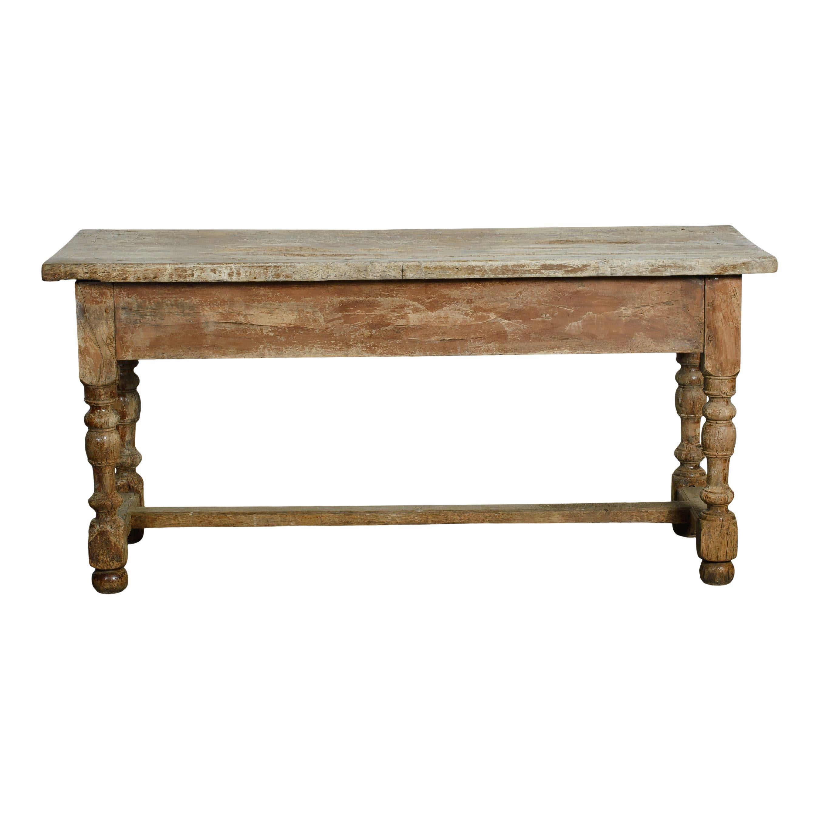Early 20th Century Vintage French Wood Table With Drawer 4