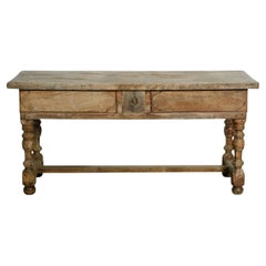 Early 20th Century Vintage French Wood Table With Drawer
