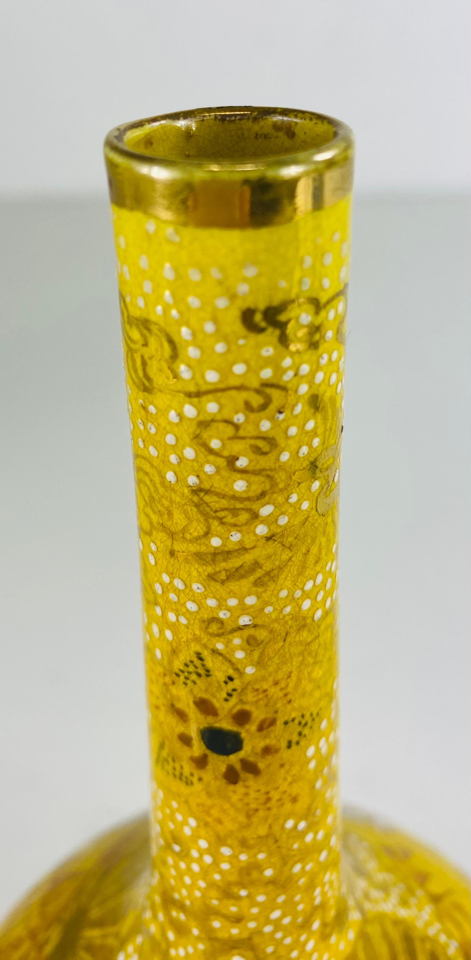 Hand-Crafted Early 20th century vintage hand painted Chinese export vase with stand For Sale