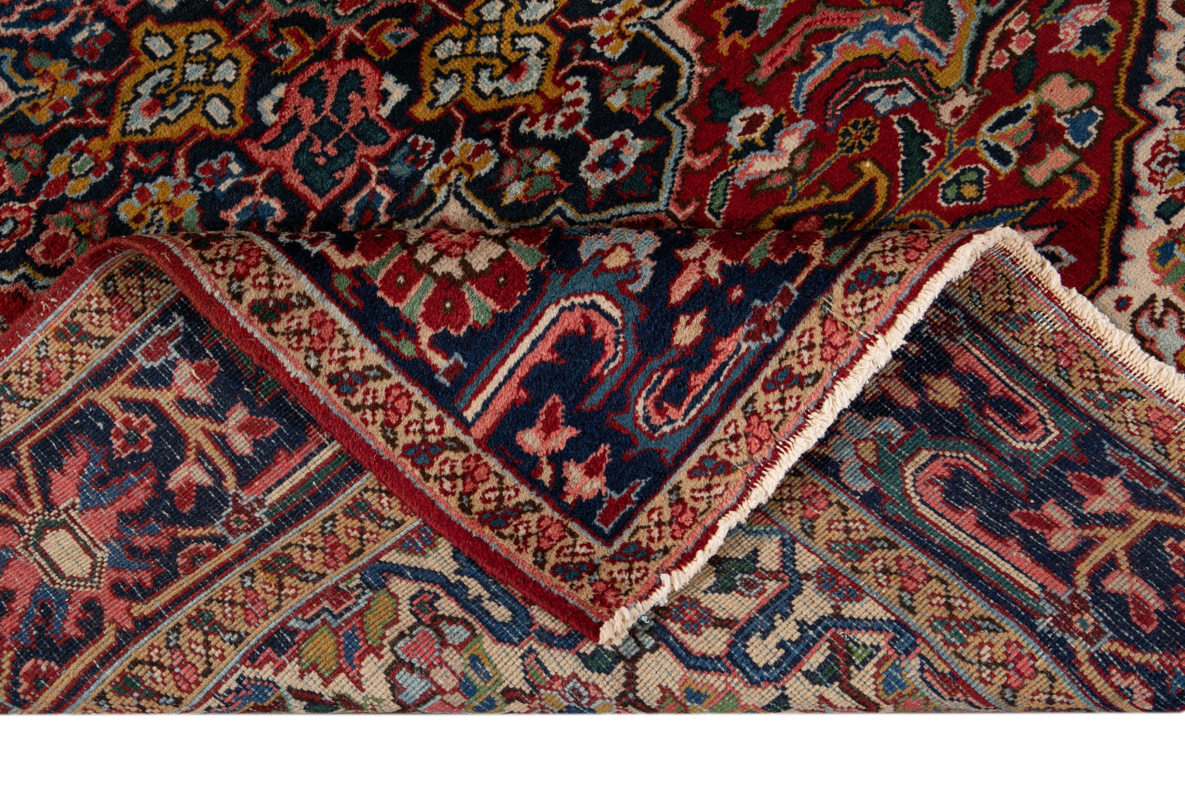 Hand-Knotted Early 20th Century Vintage Heriz Wool Rug For Sale