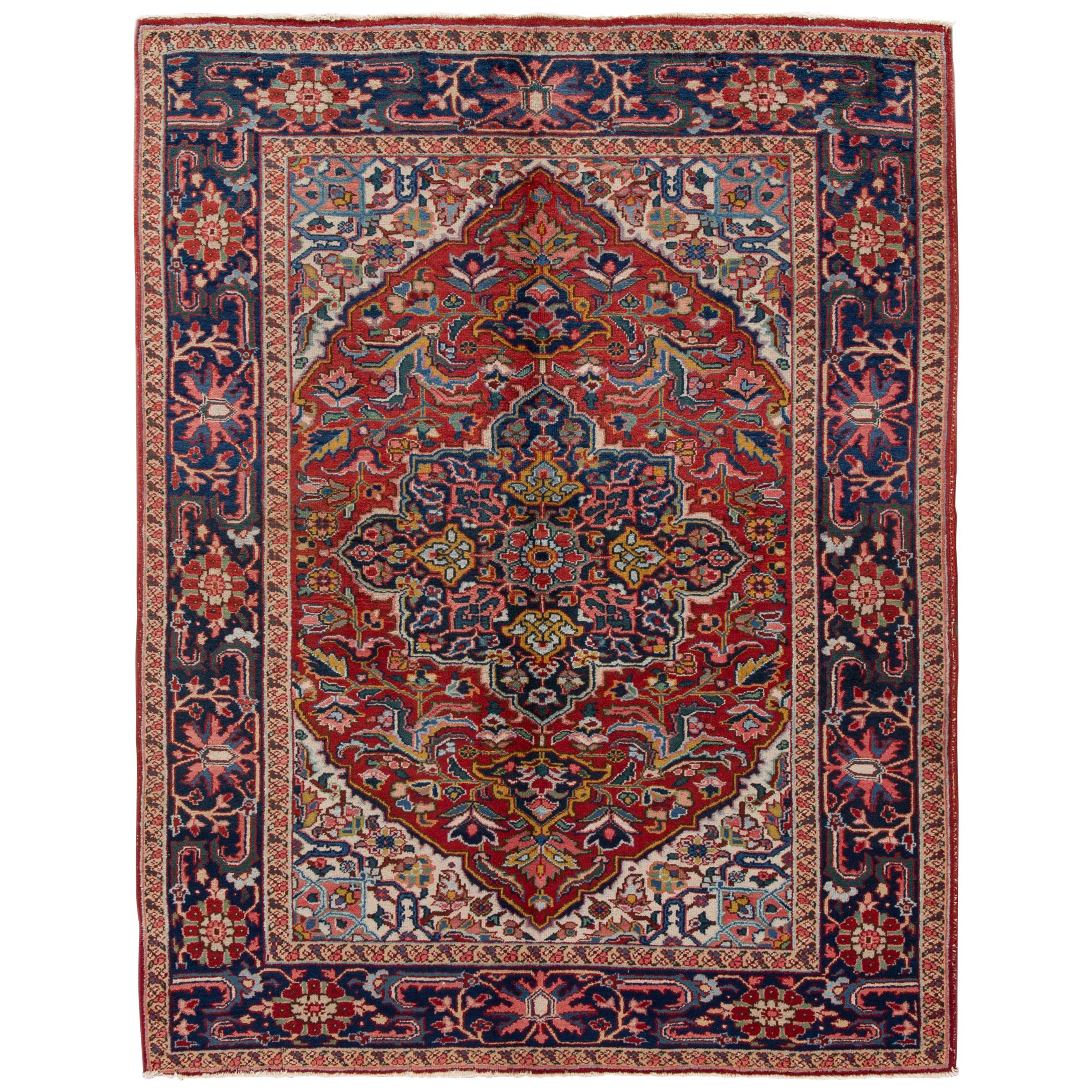 Early 20th Century Vintage Heriz Wool Rug