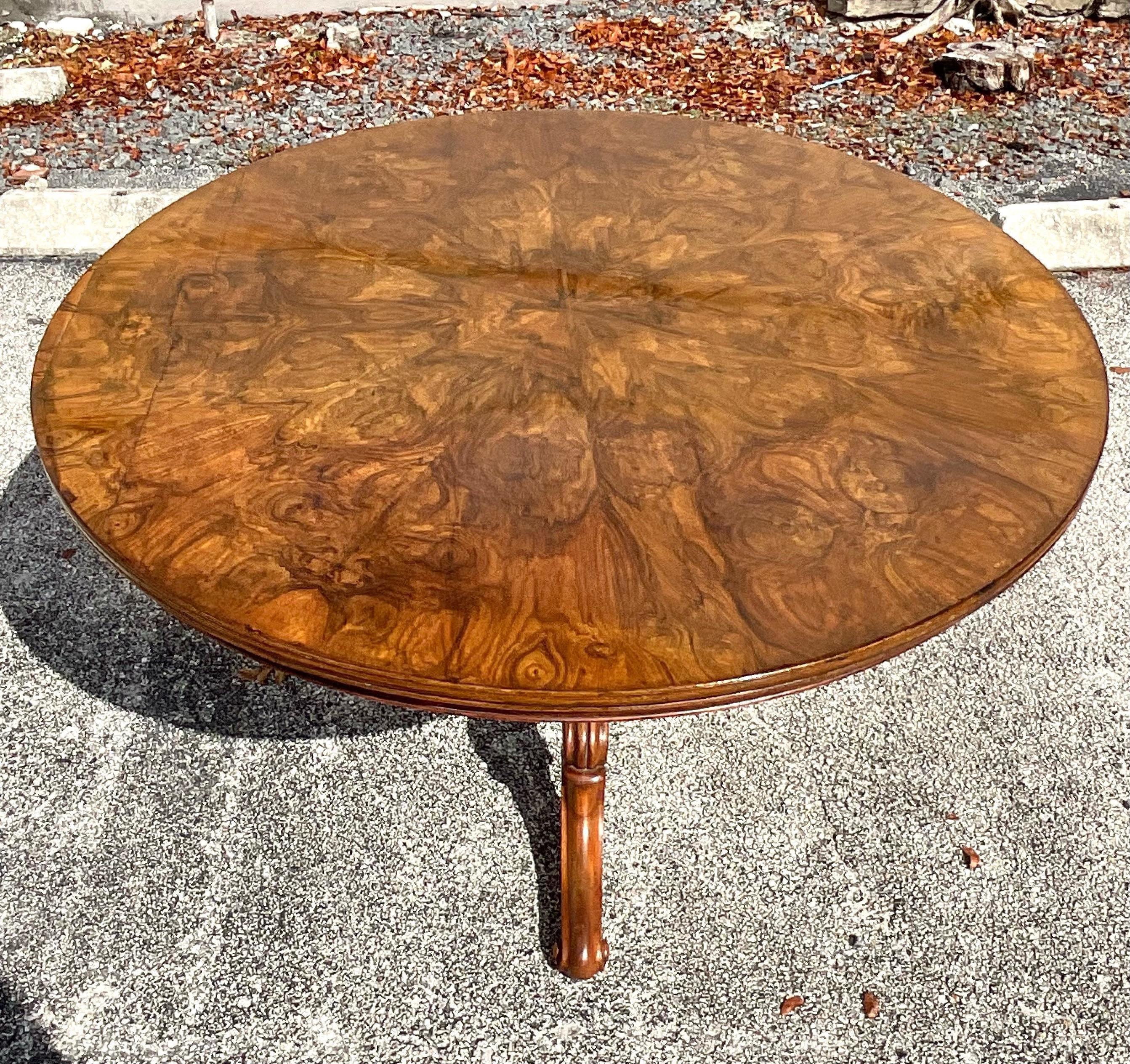 Early 20th Century Vintage Mahogany Carved Dining or Center Table In Good Condition For Sale In west palm beach, FL