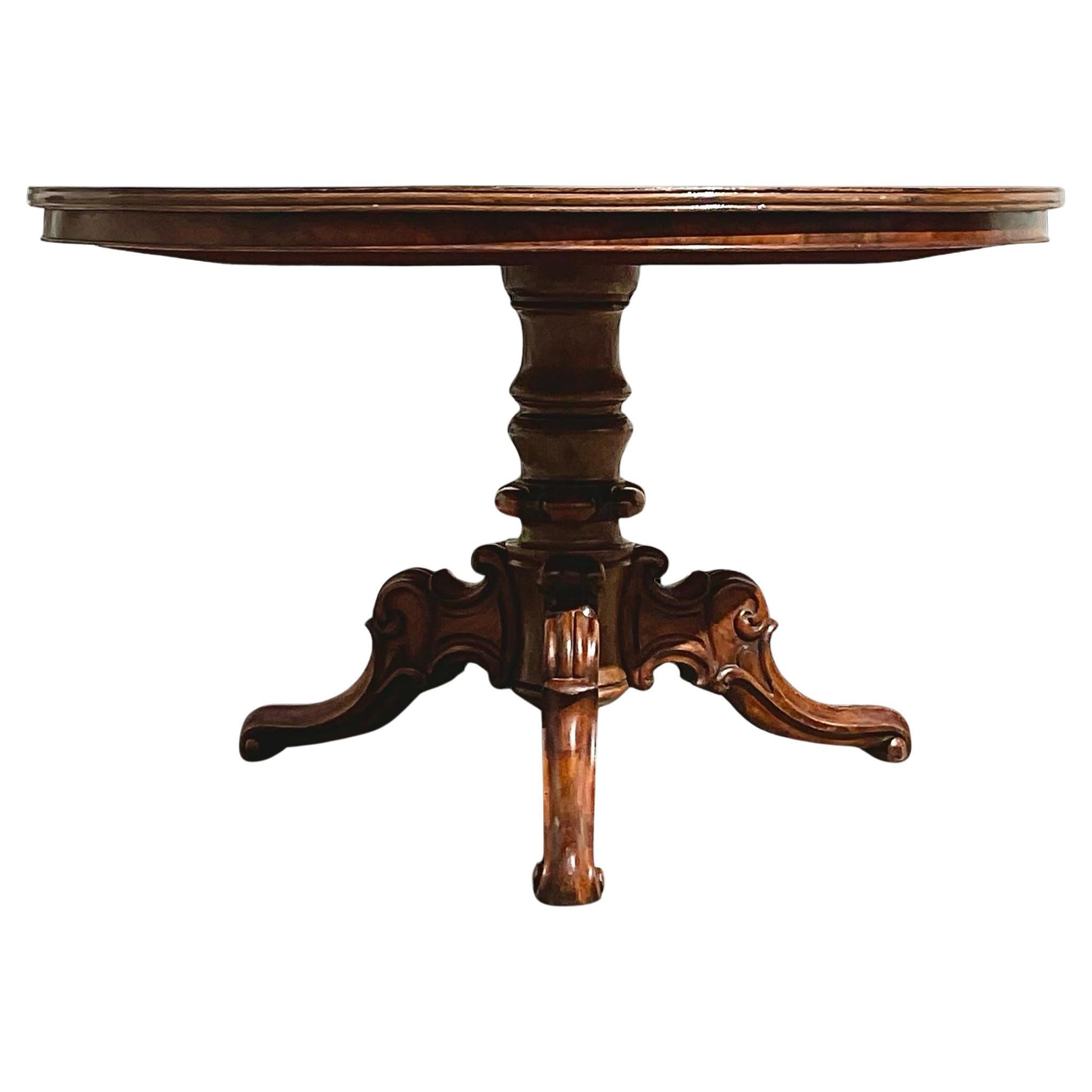 Early 20th Century Vintage Mahogany Carved Dining or Center Table