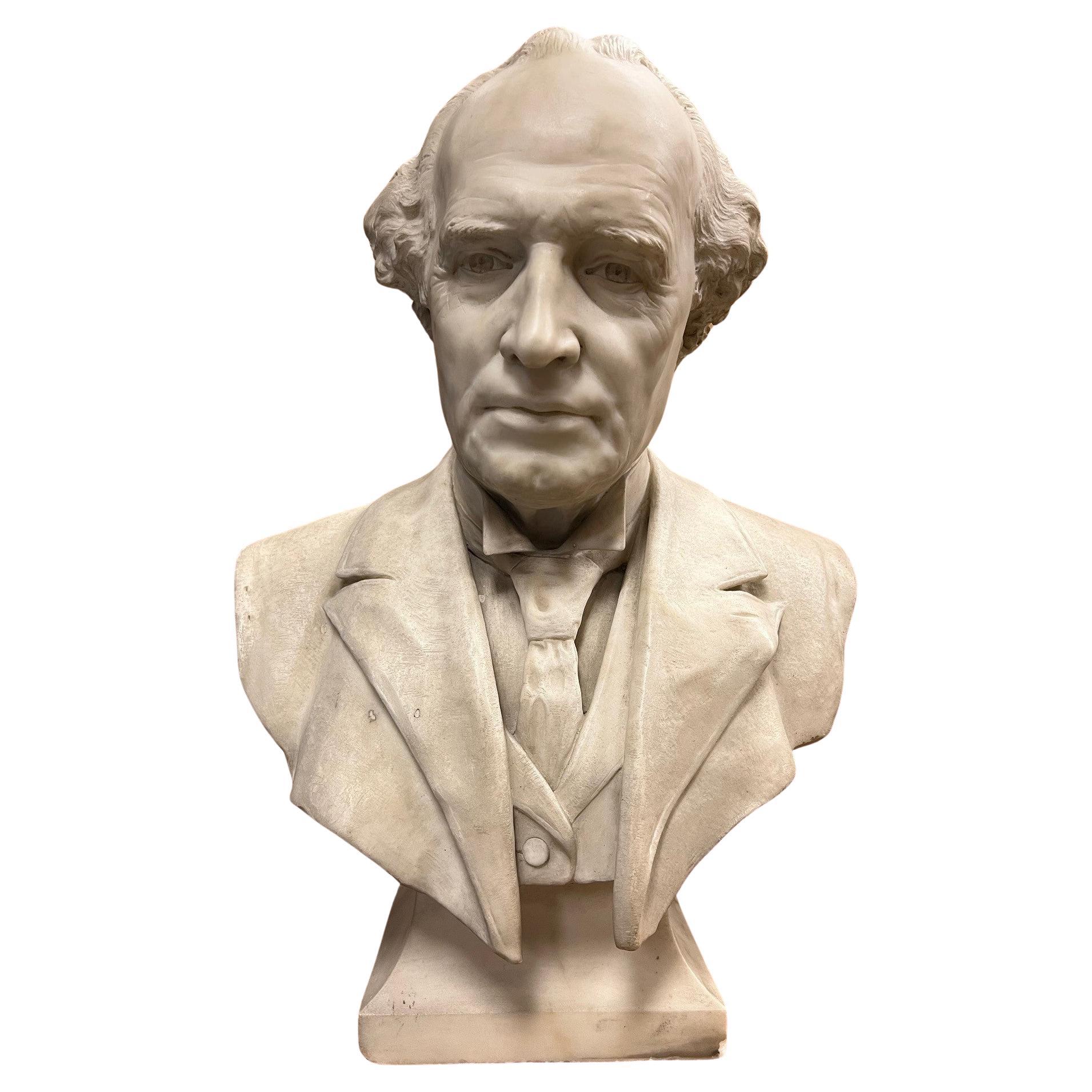 Early 20th Century Vintage Marble Sculpture, Bust of a Unknown Male   For Sale