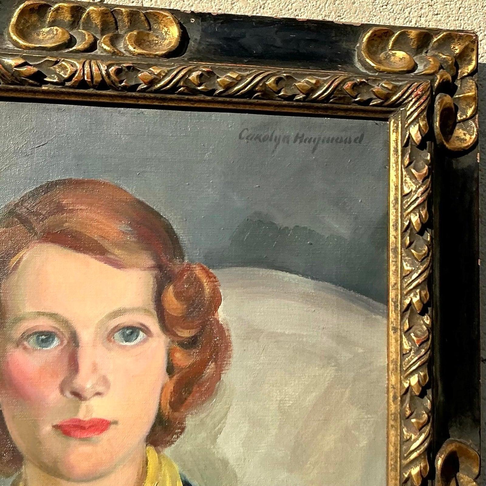 Ritratto originale a olio su tela dei primi del Novecento, in stile Regency, su tela in vendita 4