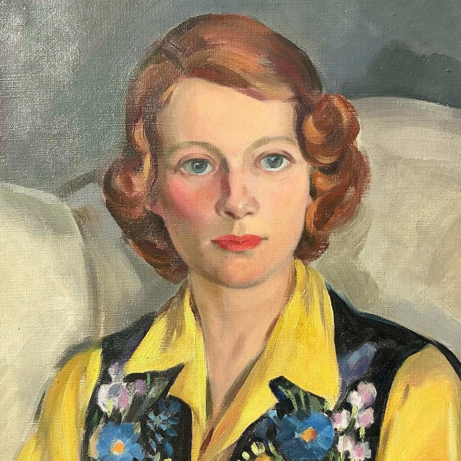 Ritratto originale a olio su tela dei primi del Novecento, in stile Regency, su tela in vendita 5