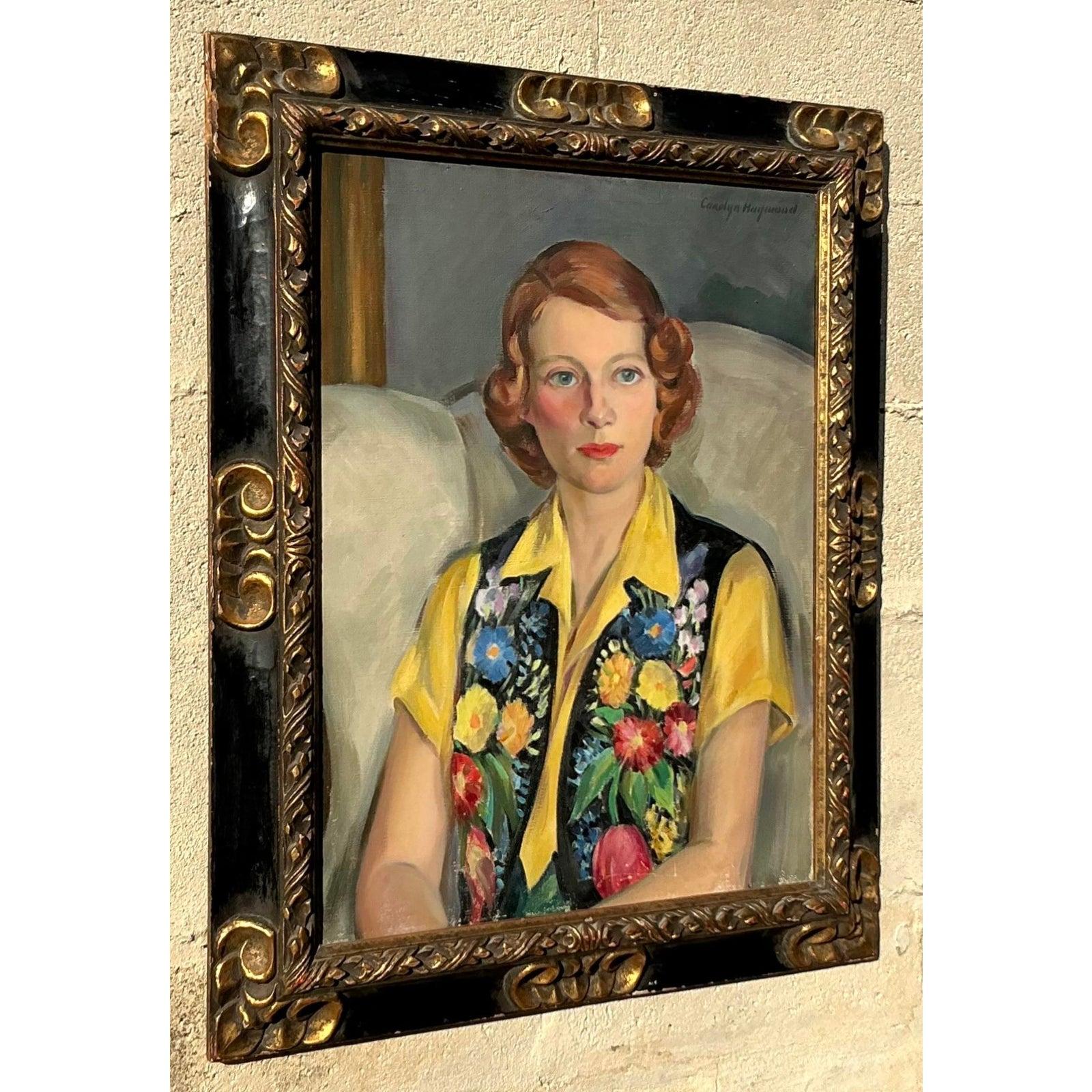 Ritratto originale a olio su tela dei primi del Novecento, in stile Regency, su tela In condizioni buone in vendita a West Palm Beach, FL