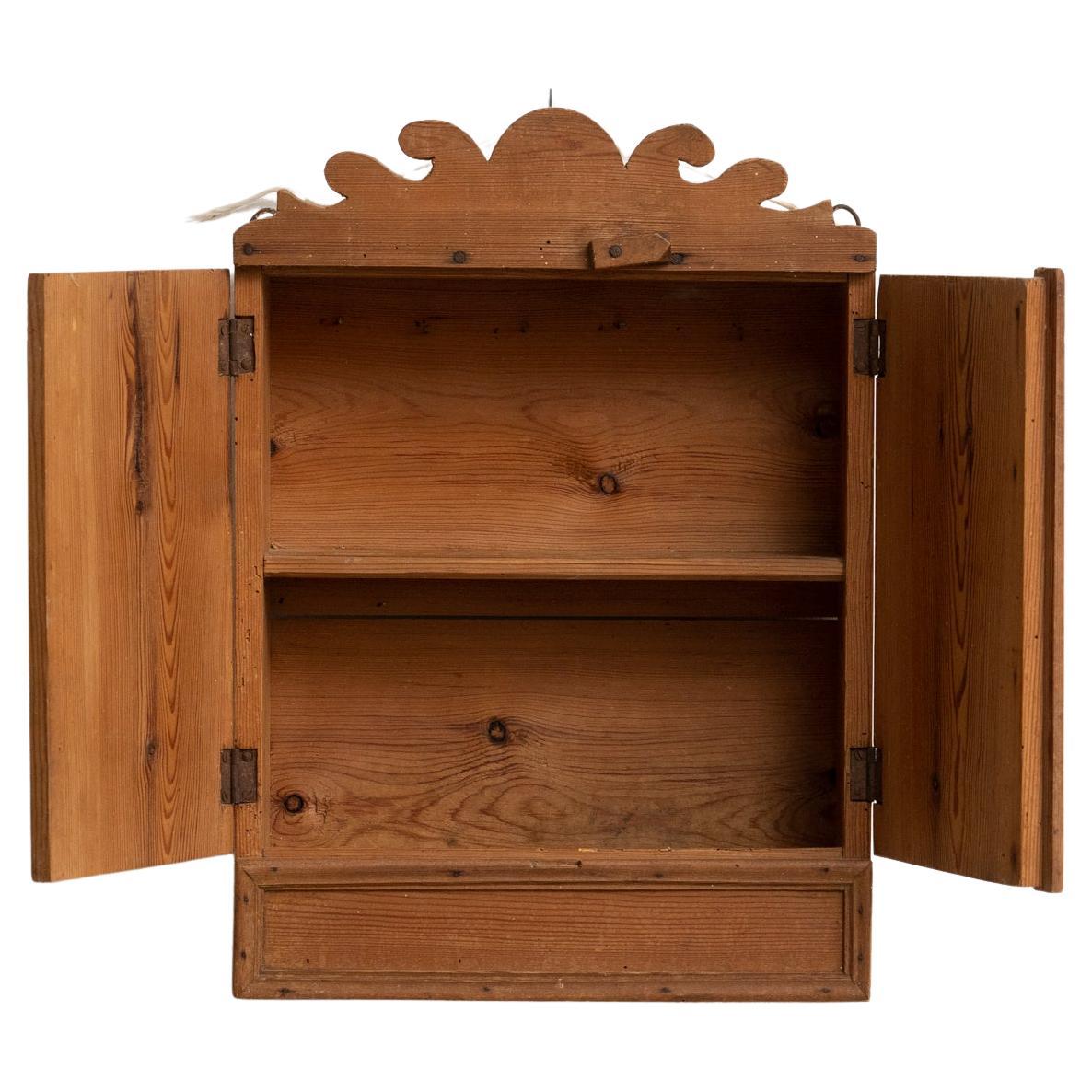 Early 20th Century Vintage Rustic Wall Cabinet: Handcrafted Charm in Solid Wood