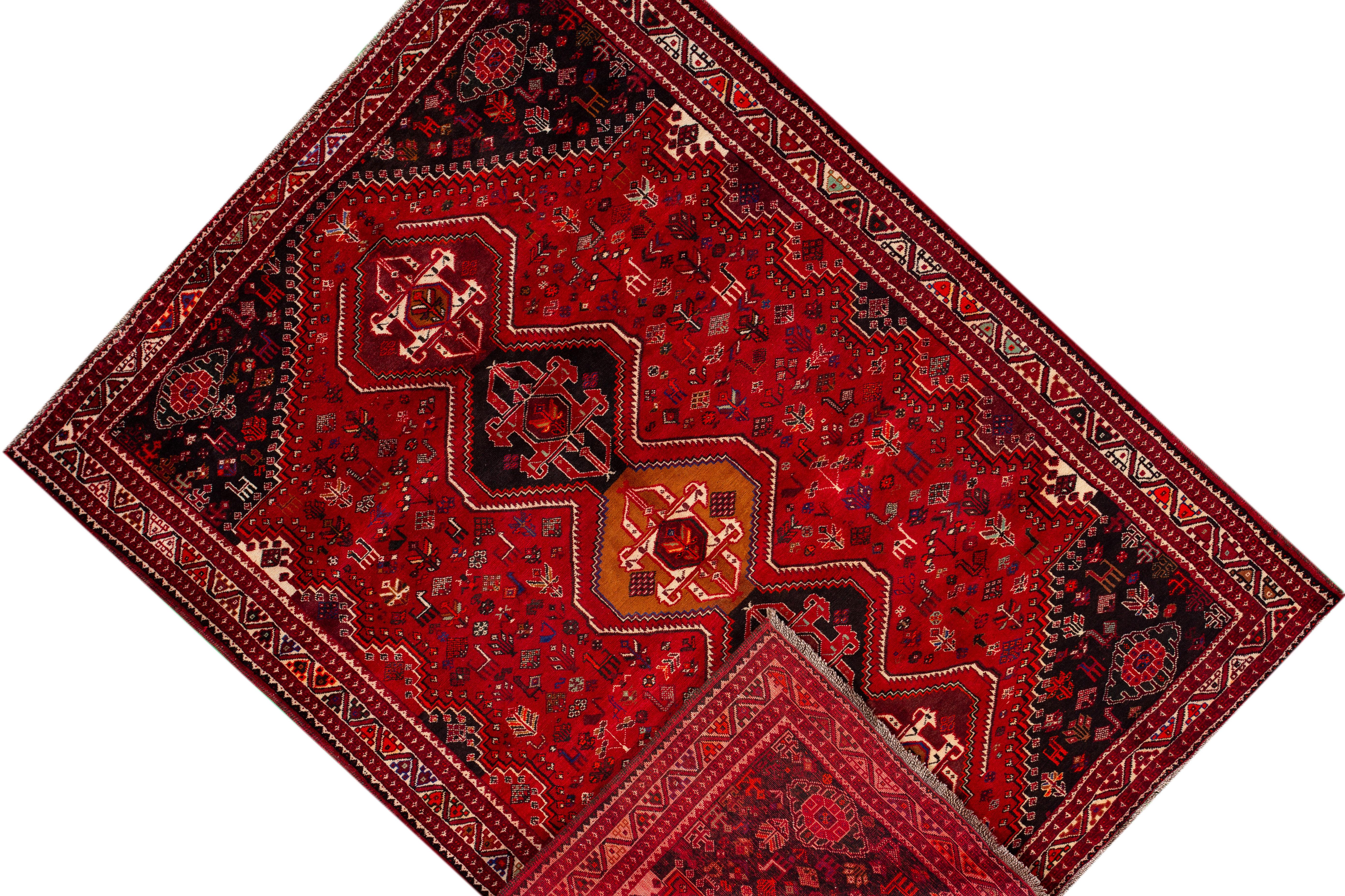 Persian Early 20th Century Vintage Shiraz Wool Rug