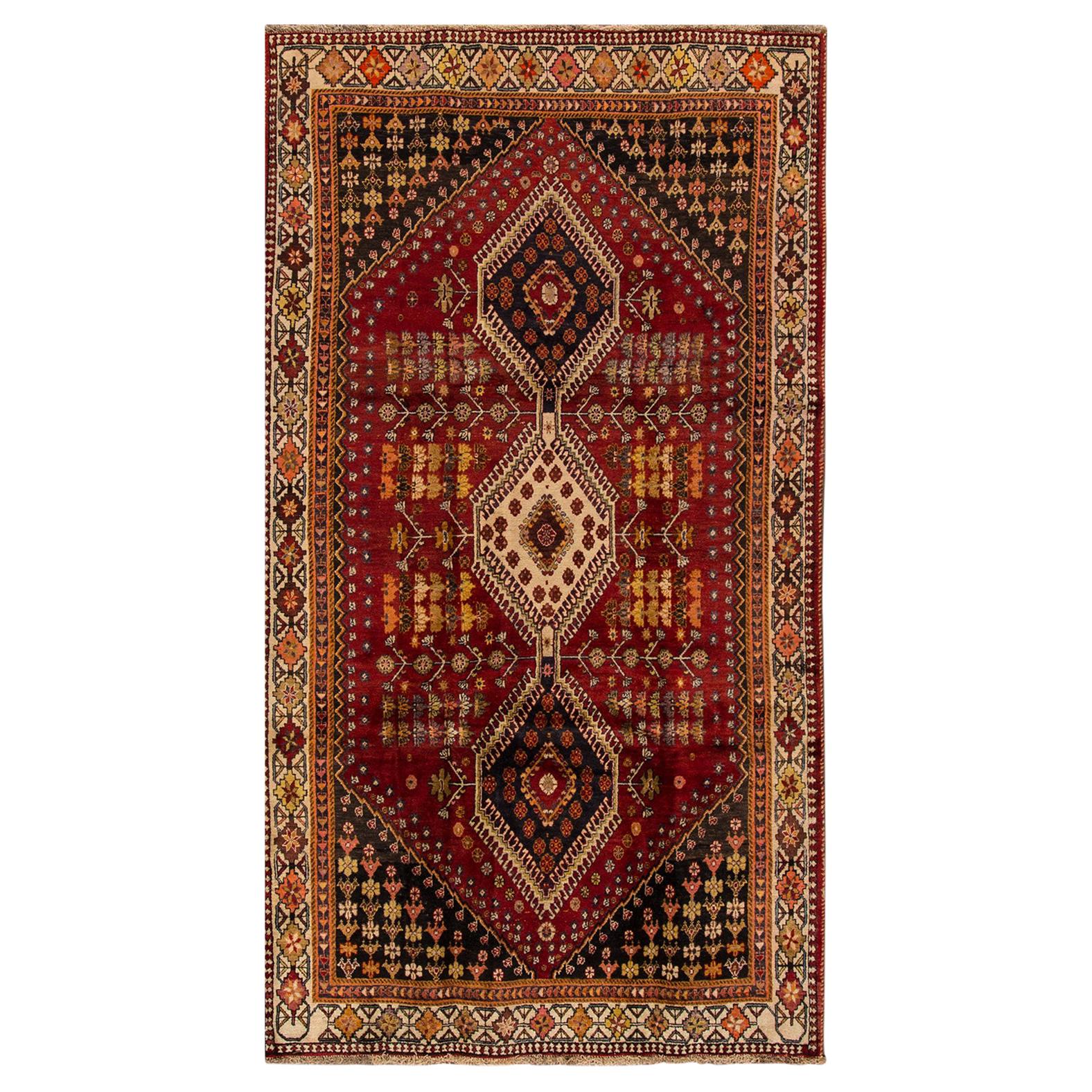 Early 20th Century Vintage Shiraz Wool Rug For Sale
