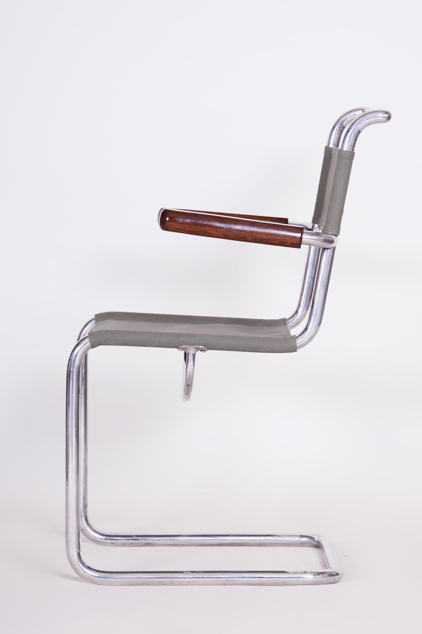 Bauhaus-Stuhl mit Chromrohr von Hynek Gottwald, frühes 20. Jahrhundert, 1930er Jahre im Angebot 5