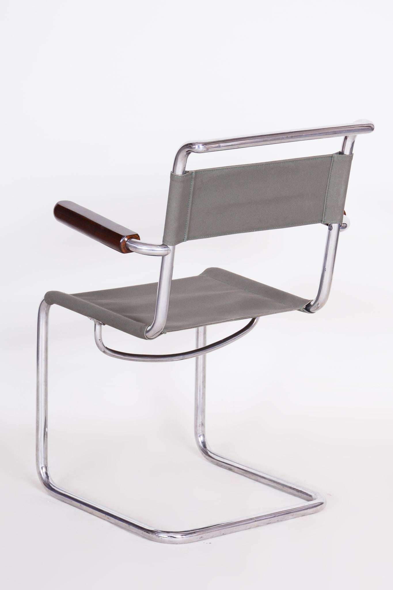 Bauhaus-Stuhl mit Chromrohr von Hynek Gottwald, frühes 20. Jahrhundert, 1930er Jahre im Angebot 6