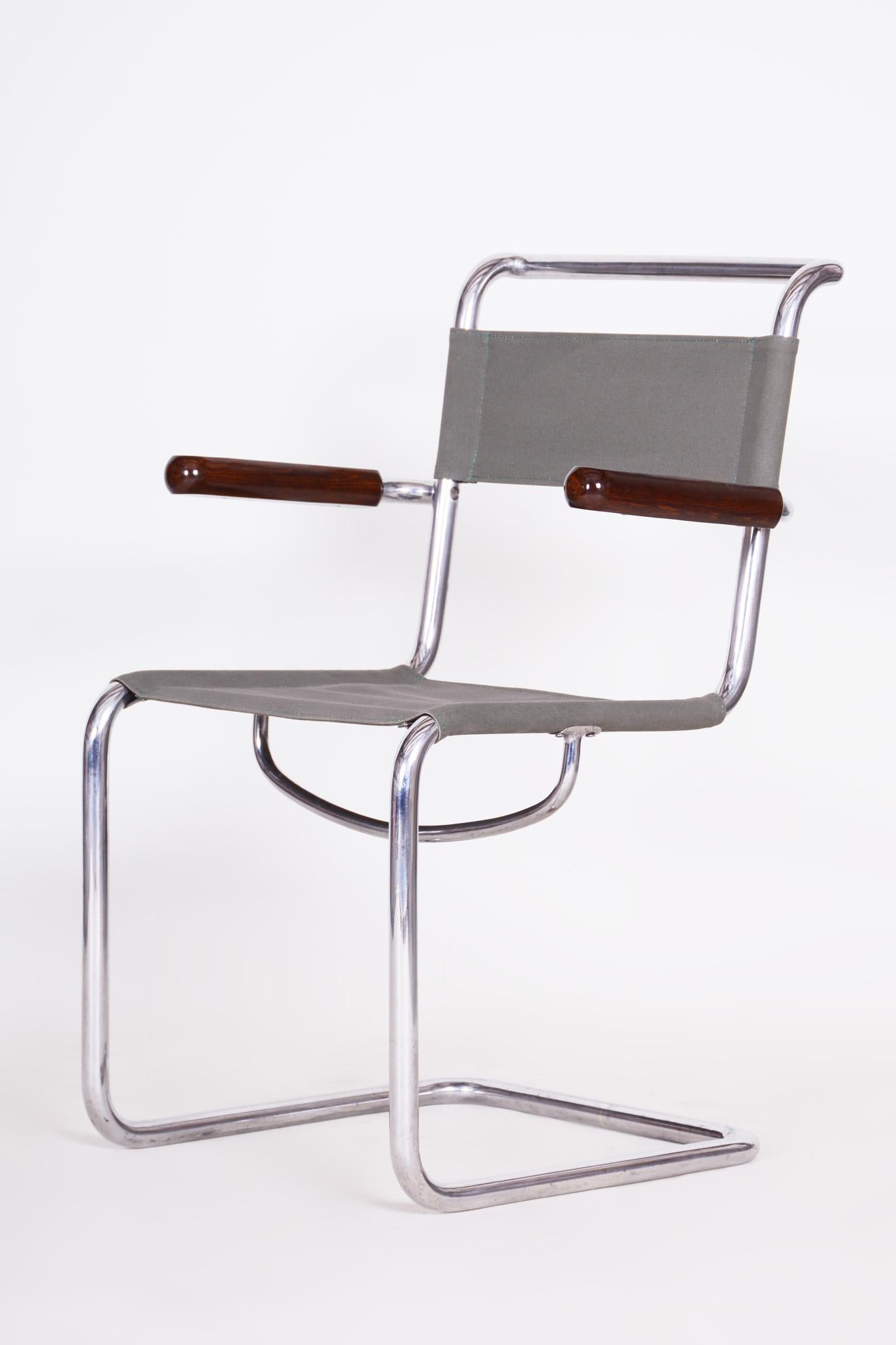 Bauhaus-Stuhl mit Chromrohr von Hynek Gottwald, frühes 20. Jahrhundert, 1930er Jahre im Angebot 3
