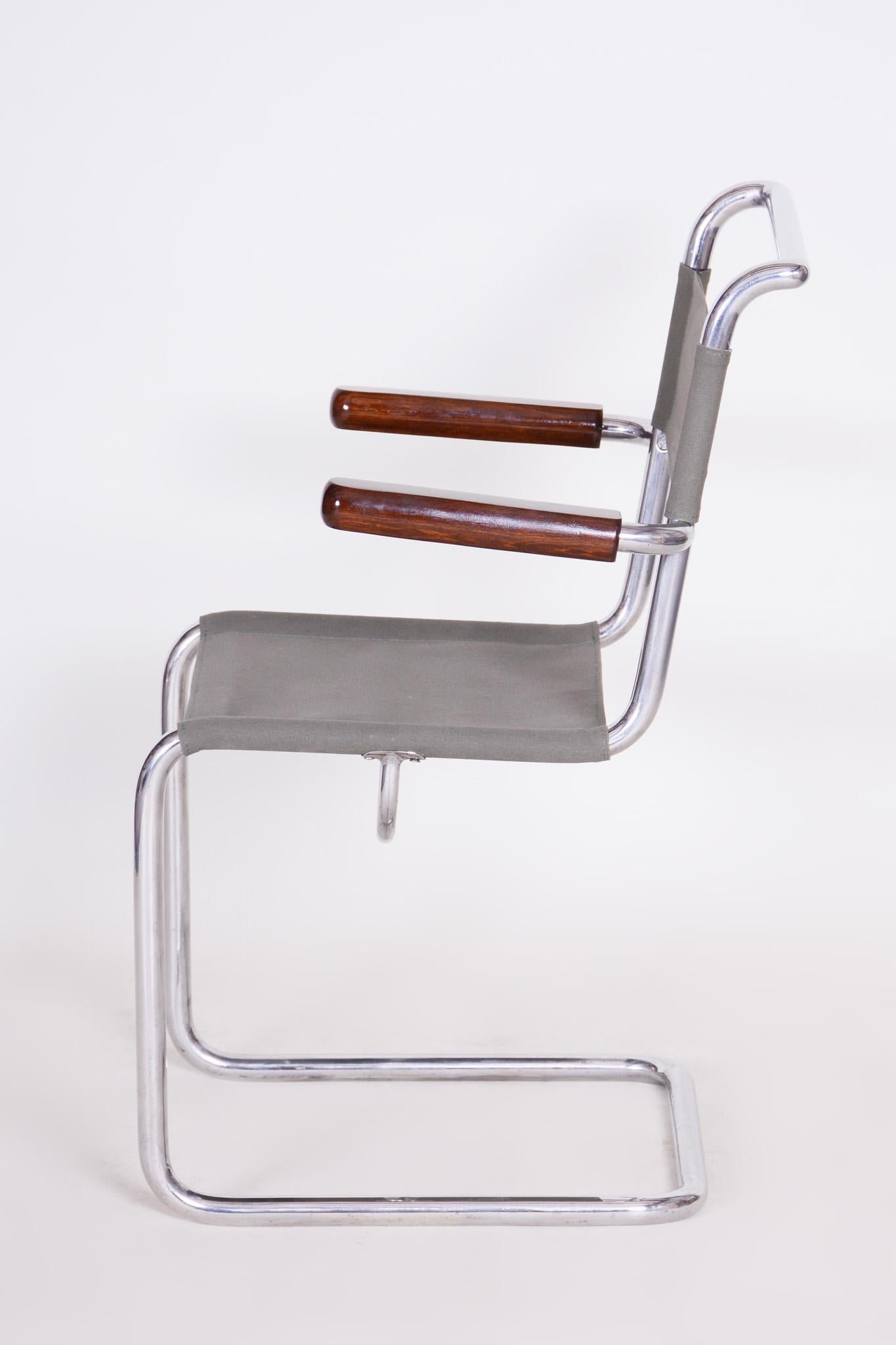 Bauhaus-Stuhl mit Chromrohr von Hynek Gottwald, frühes 20. Jahrhundert, 1930er Jahre im Angebot 4