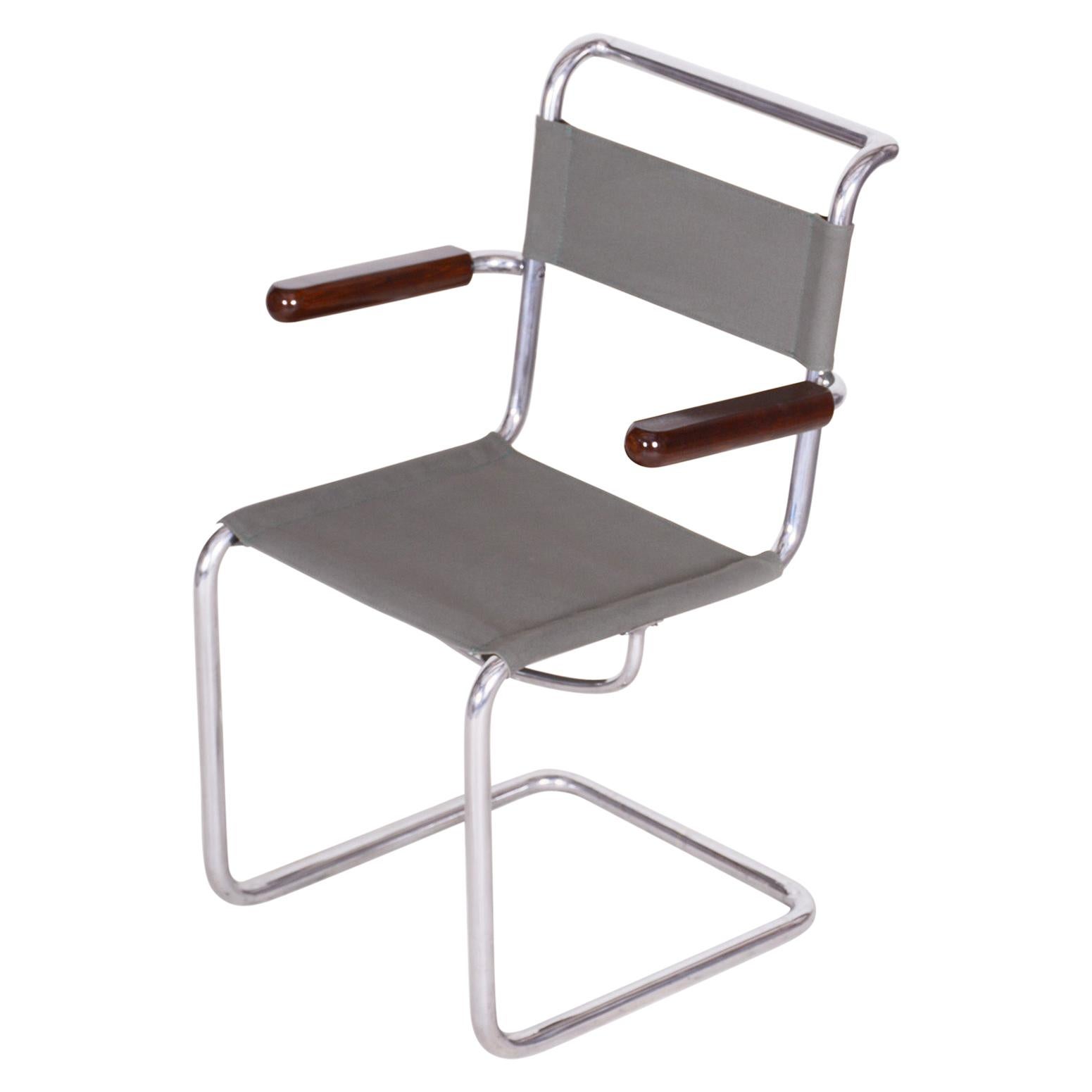 Early 20th Century Vintage Tubular Chrome Bauhaus Chair by Hynek Gottwald, 1930s