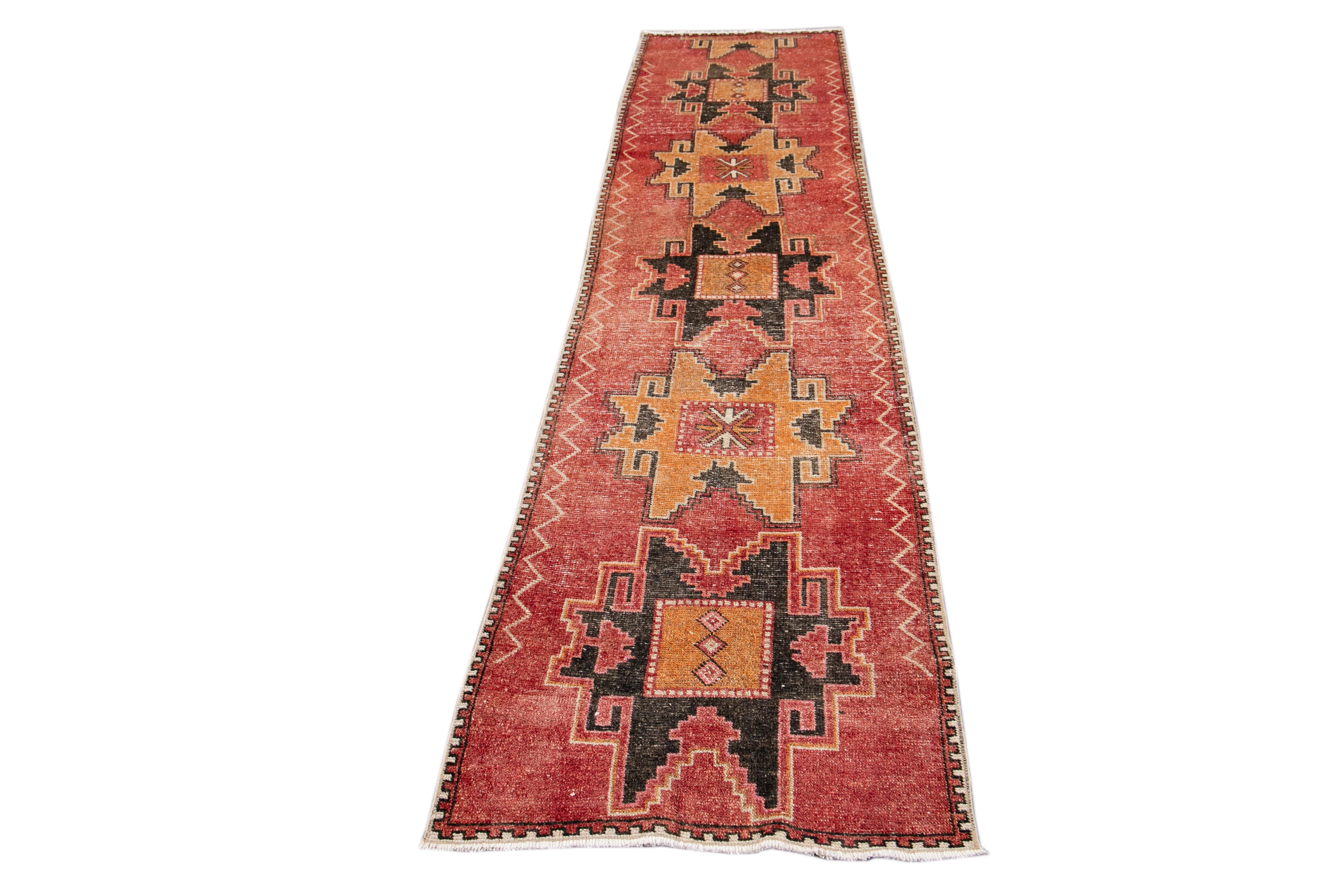 Early 20th Century Vintage Turkish Wool Runner Rug For Sale 9