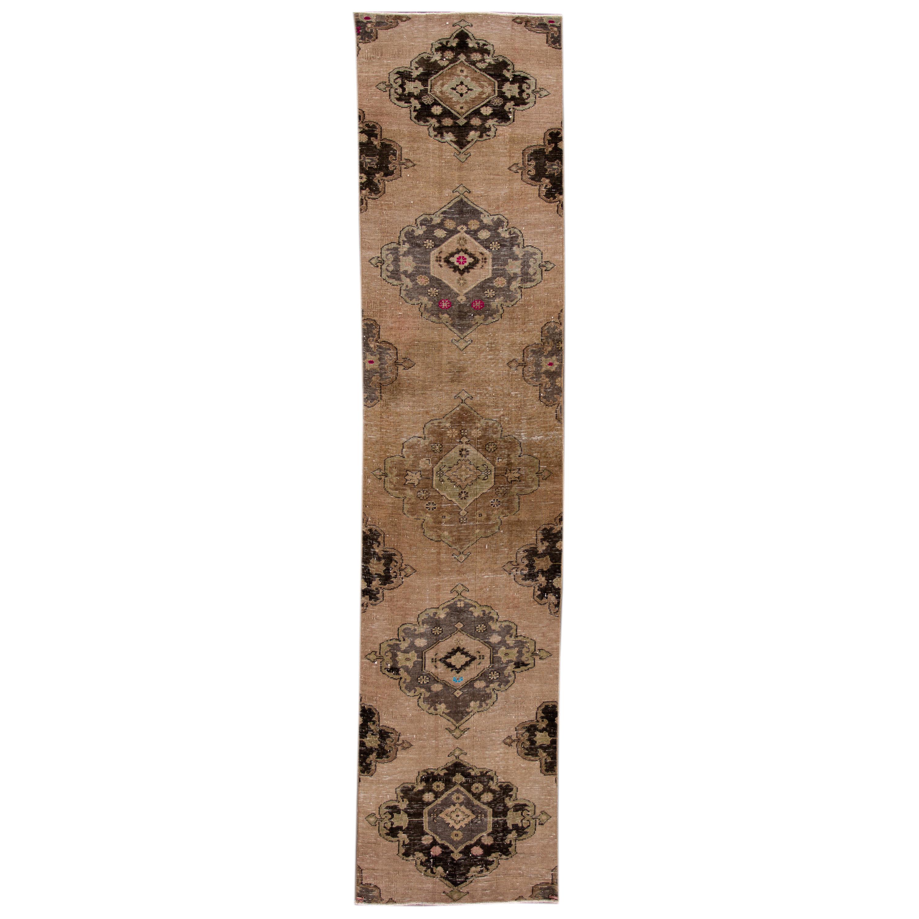 Early 20th Century Vintage Turkish Wool Runner Rug For Sale