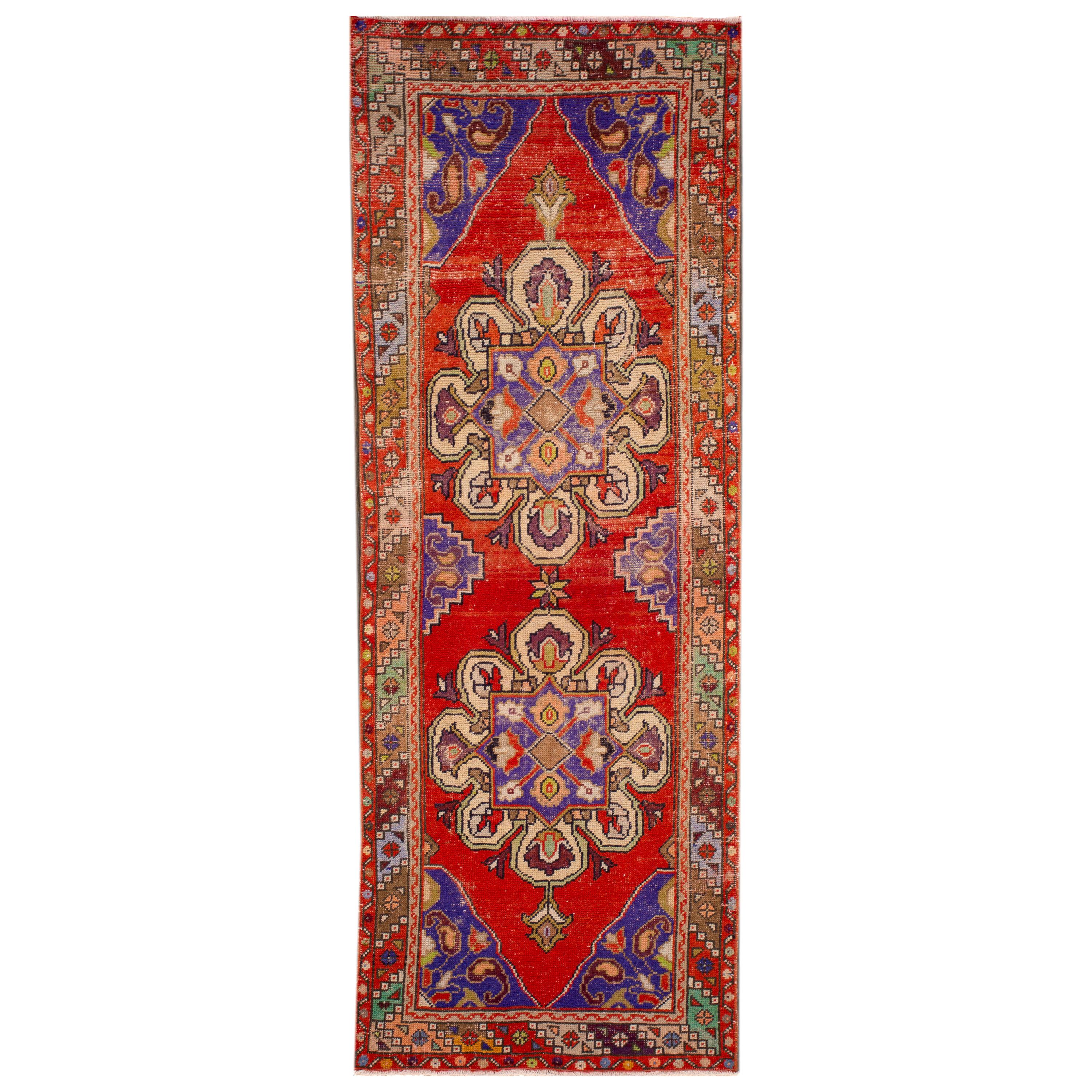 Early 20th Century Vintage Turkish Wool Runner Rug For Sale