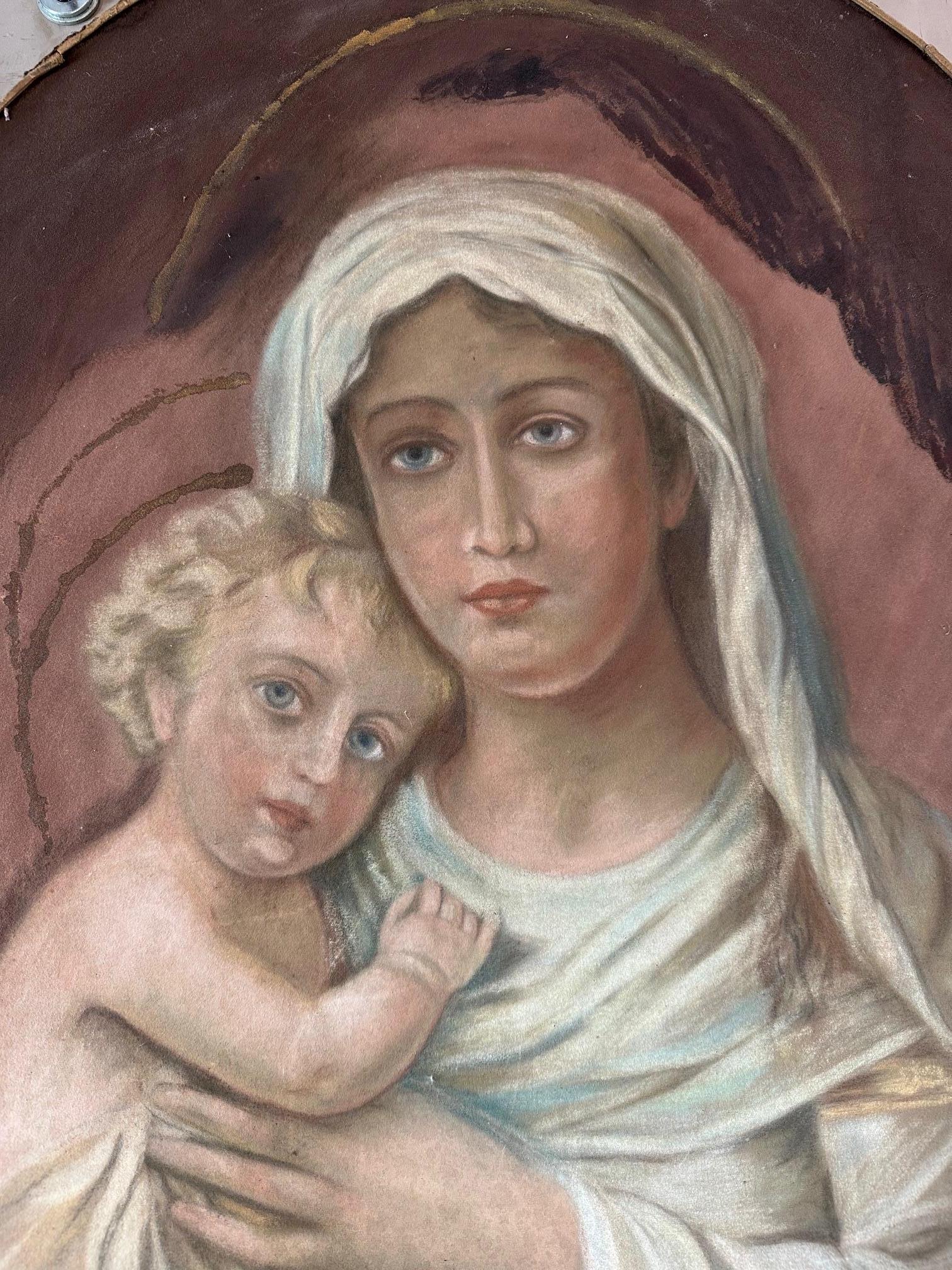 Pintura de la Virgen y el Niño de principios del siglo XX, 1900 Francés en venta