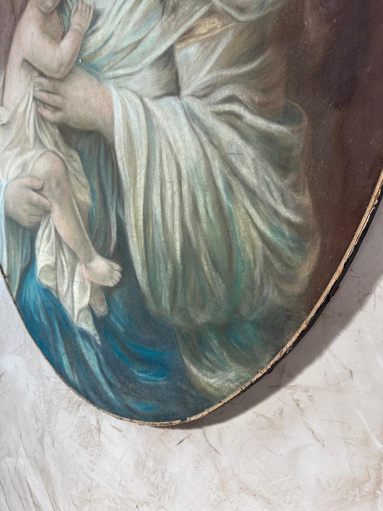Pintura de la Virgen y el Niño de principios del siglo XX, 1900 en venta 3