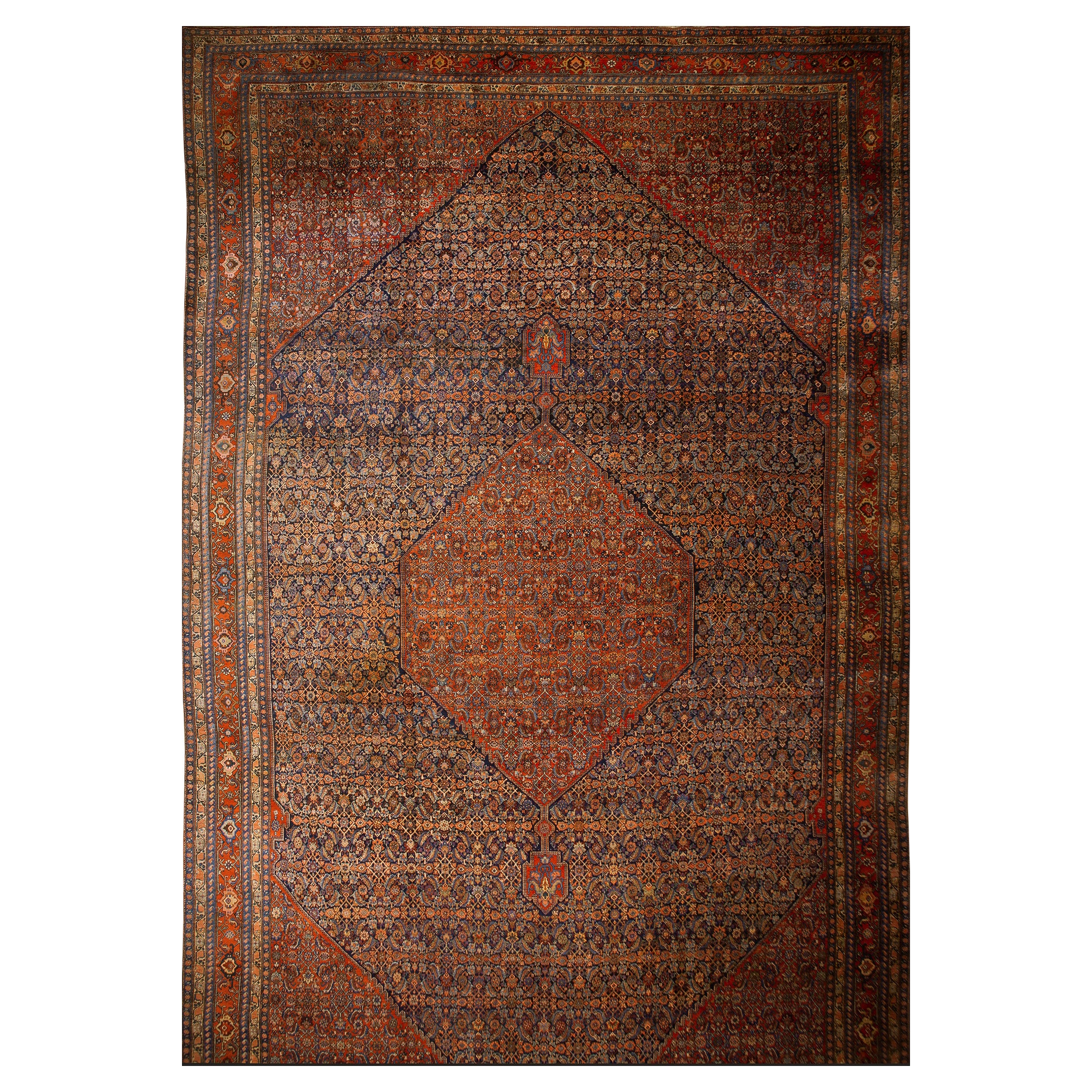 Tapis persan Bijar du début du 20e siècle W. ( 14'6" x 26' - 442 x 793 )