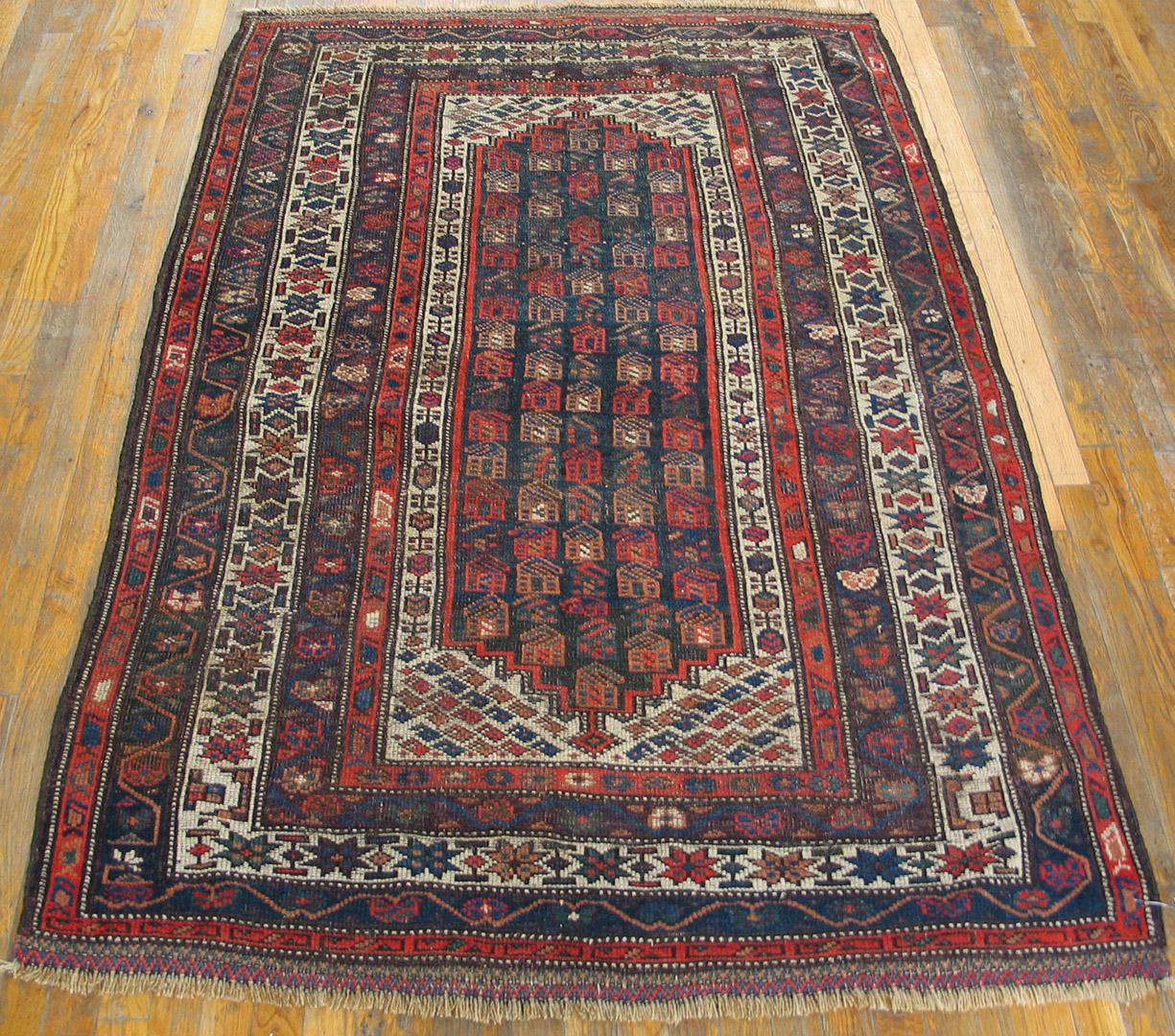 Hand-Knotted Early 20th Century W. Persian Kurdish Carpet ( 4'6